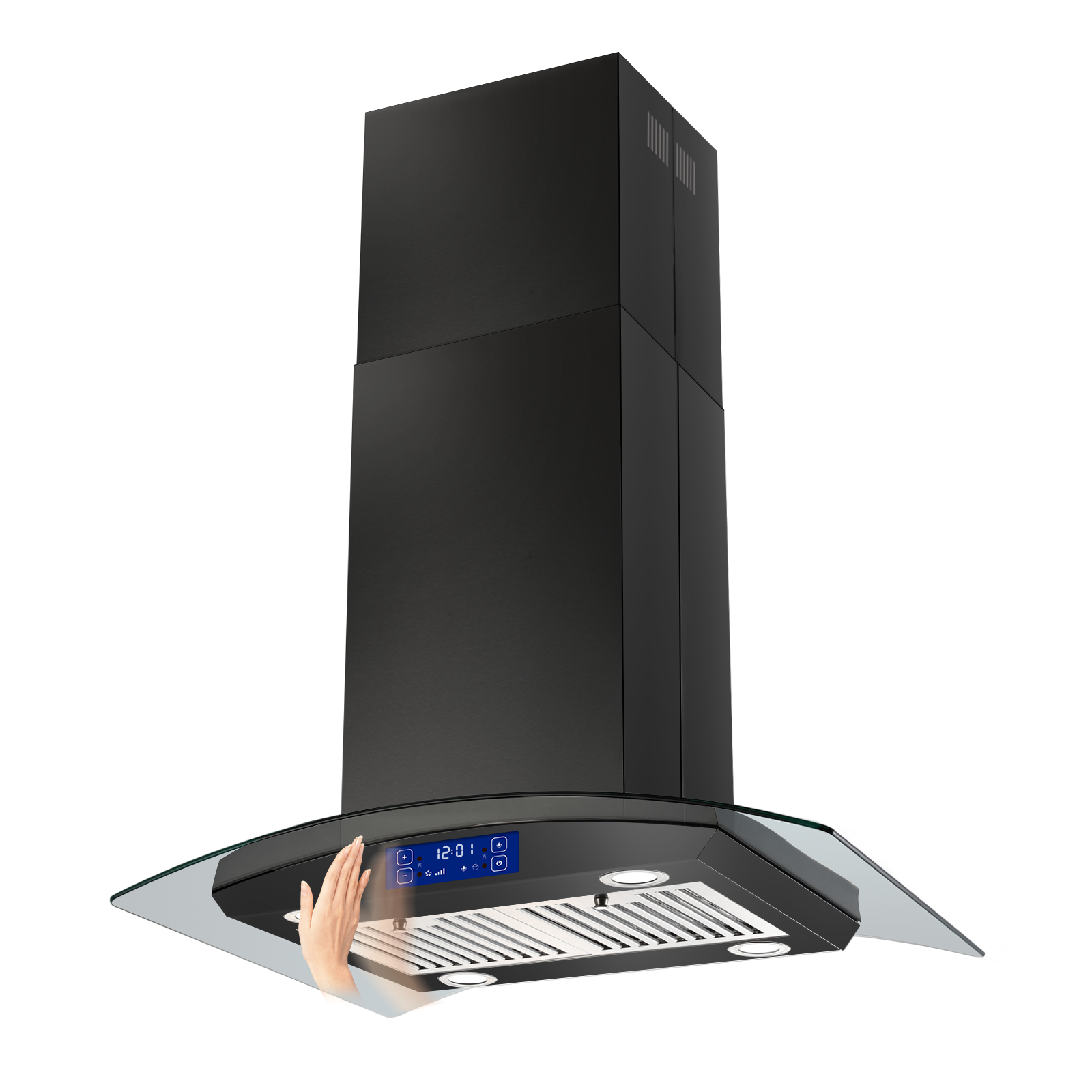 YY0275B - 30 Inch - 700 CFM - Island Range Hood Gesture & Touch Panel Ceiling Mount Vent Hood