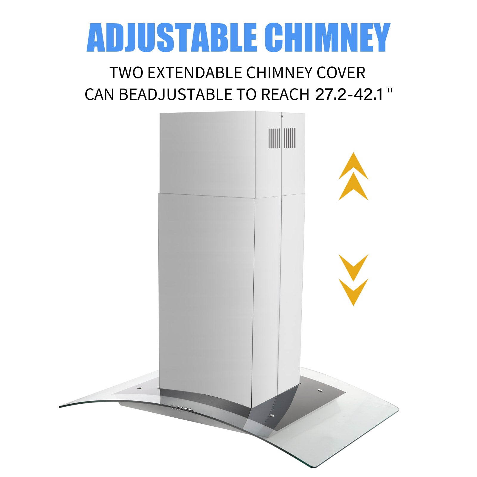 USGI0290A - 36 Inch Isalnd Range Hood - 700 CFM Push Button Vent Hood, Stainless Steel
