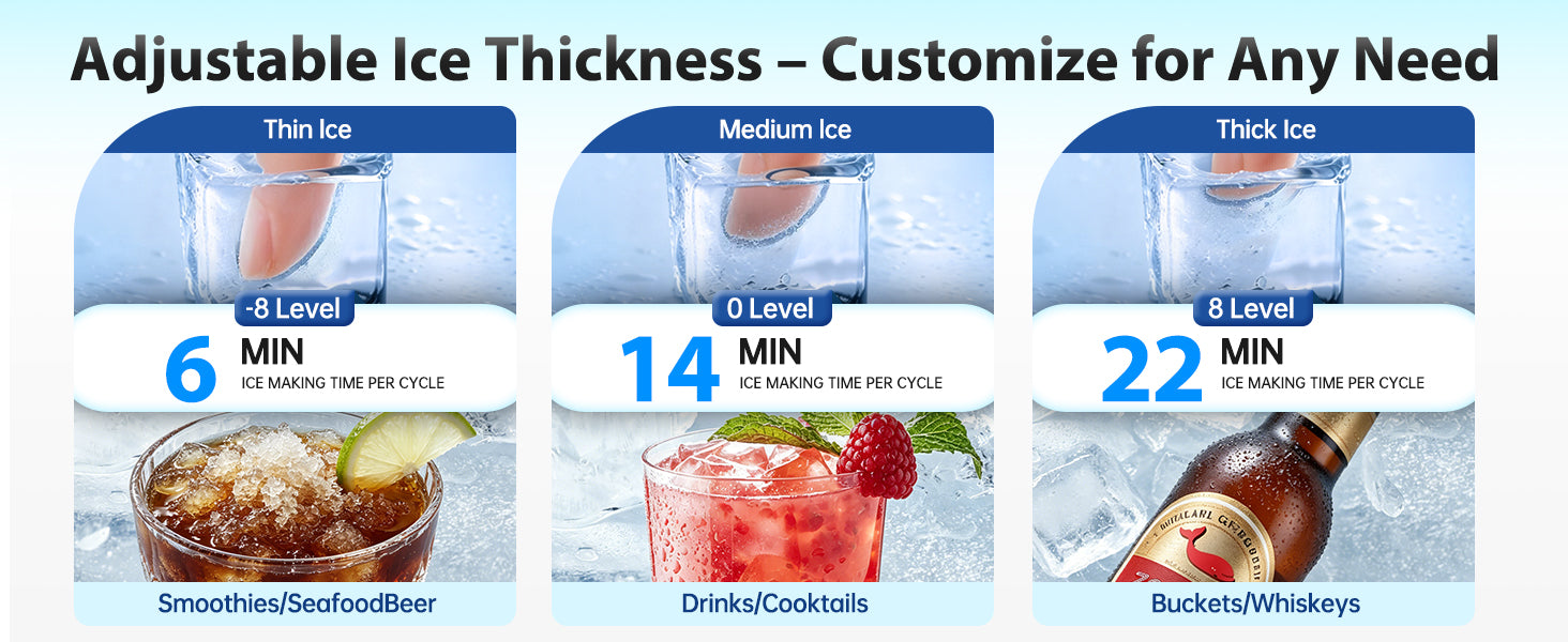 Adjustable Ice Thickness -Customize for Any Need