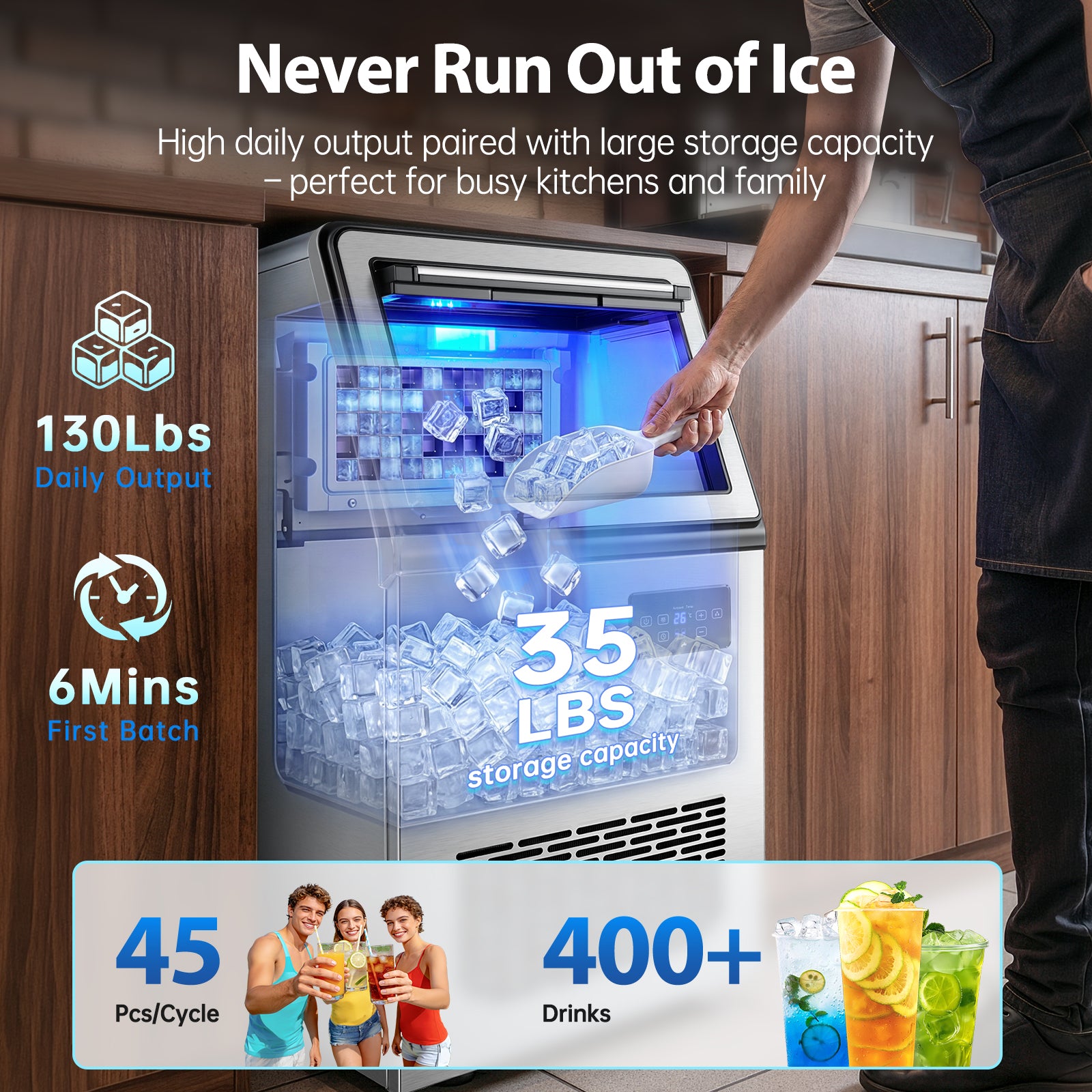 ICA450ZS9 - 130 lb/day Commercial Ice Maker with 30 lb Storage Bin