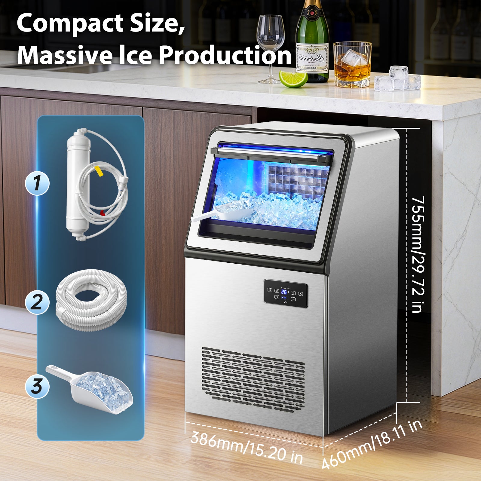 ICA450ZS9 - 130 lb/day Commercial Ice Maker with 30 lb Storage Bin