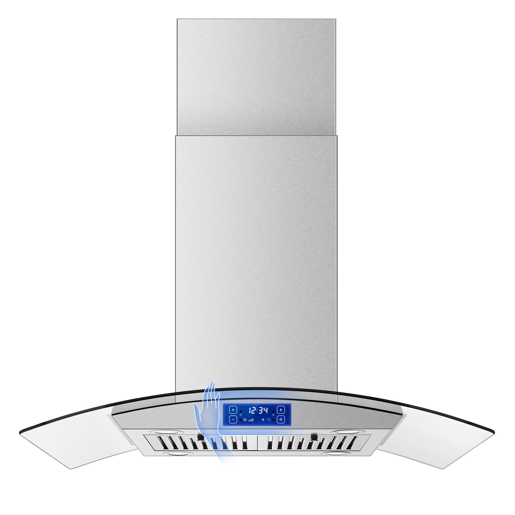USGI0290B - 36 Inch - 700 CFM - Island Range Hood Gesture & Touch Contro, Stainless Steel Ducted/Ductless Convertible
