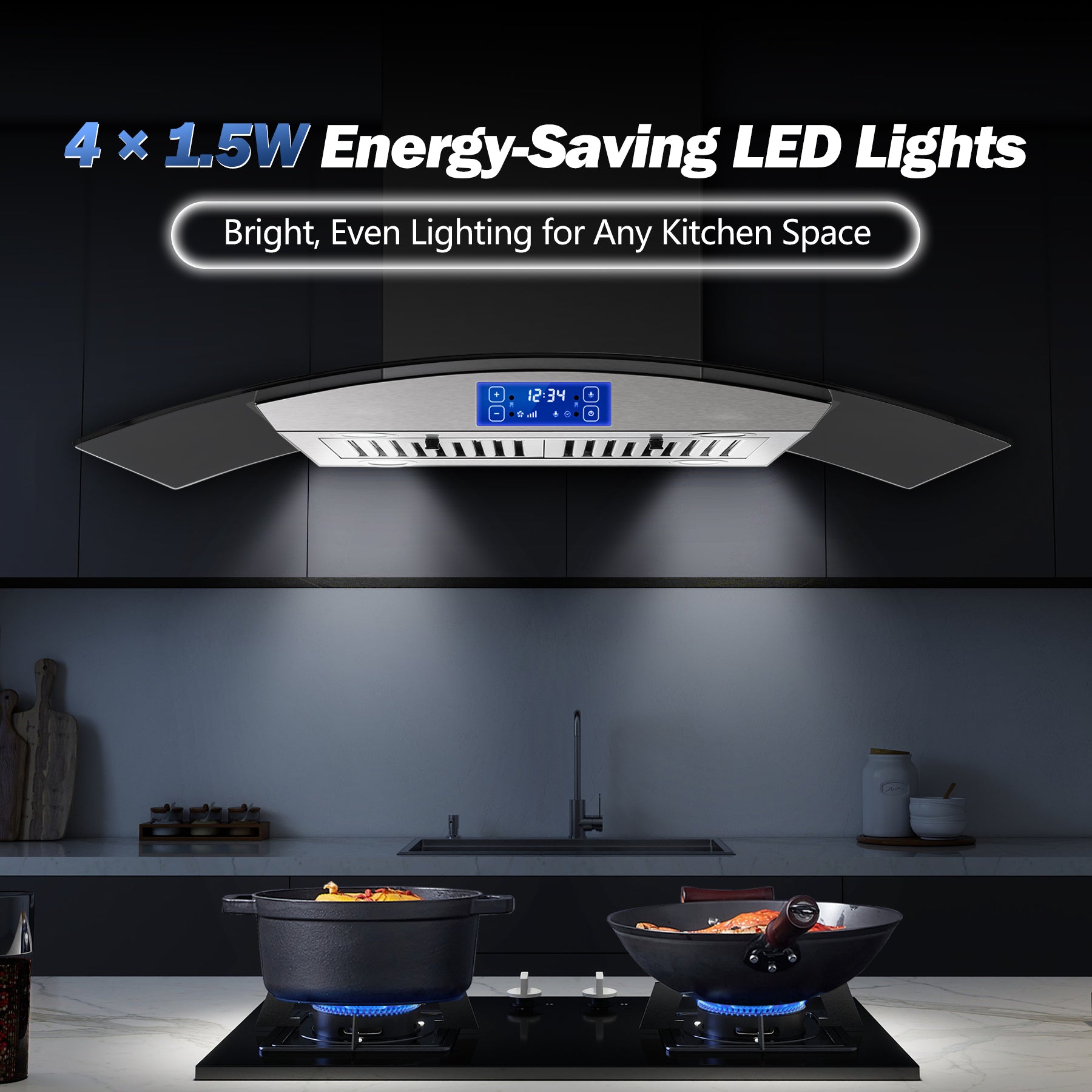 USGI0290B - 36 Inch - 700 CFM - Island Range Hood Gesture & Touch Contro, Stainless Steel Ducted/Ductless Convertible