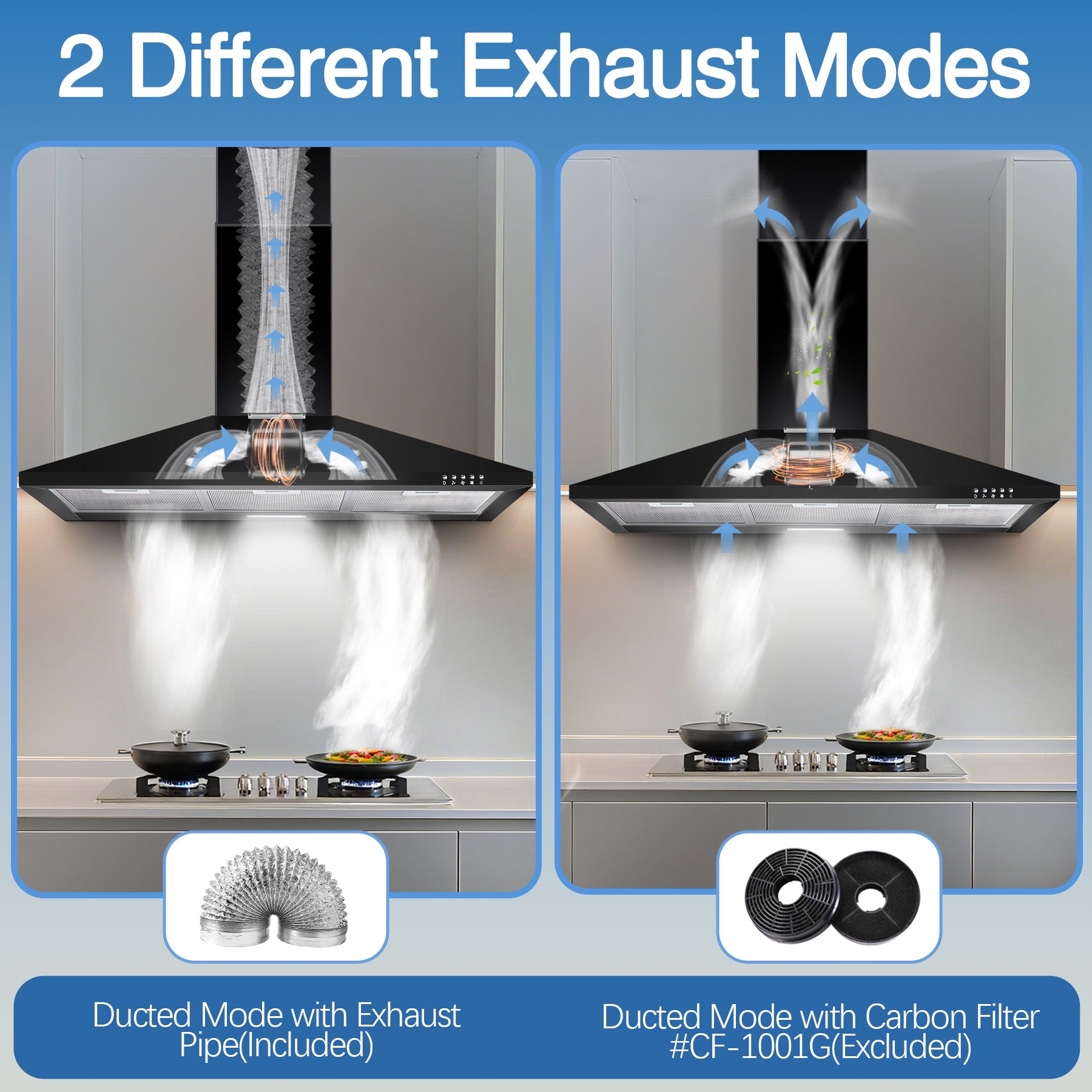 US1001G90BPA - 36 inch Wall Mount Range Hood,Black Vent Hood with 450CFM & 3-Speed