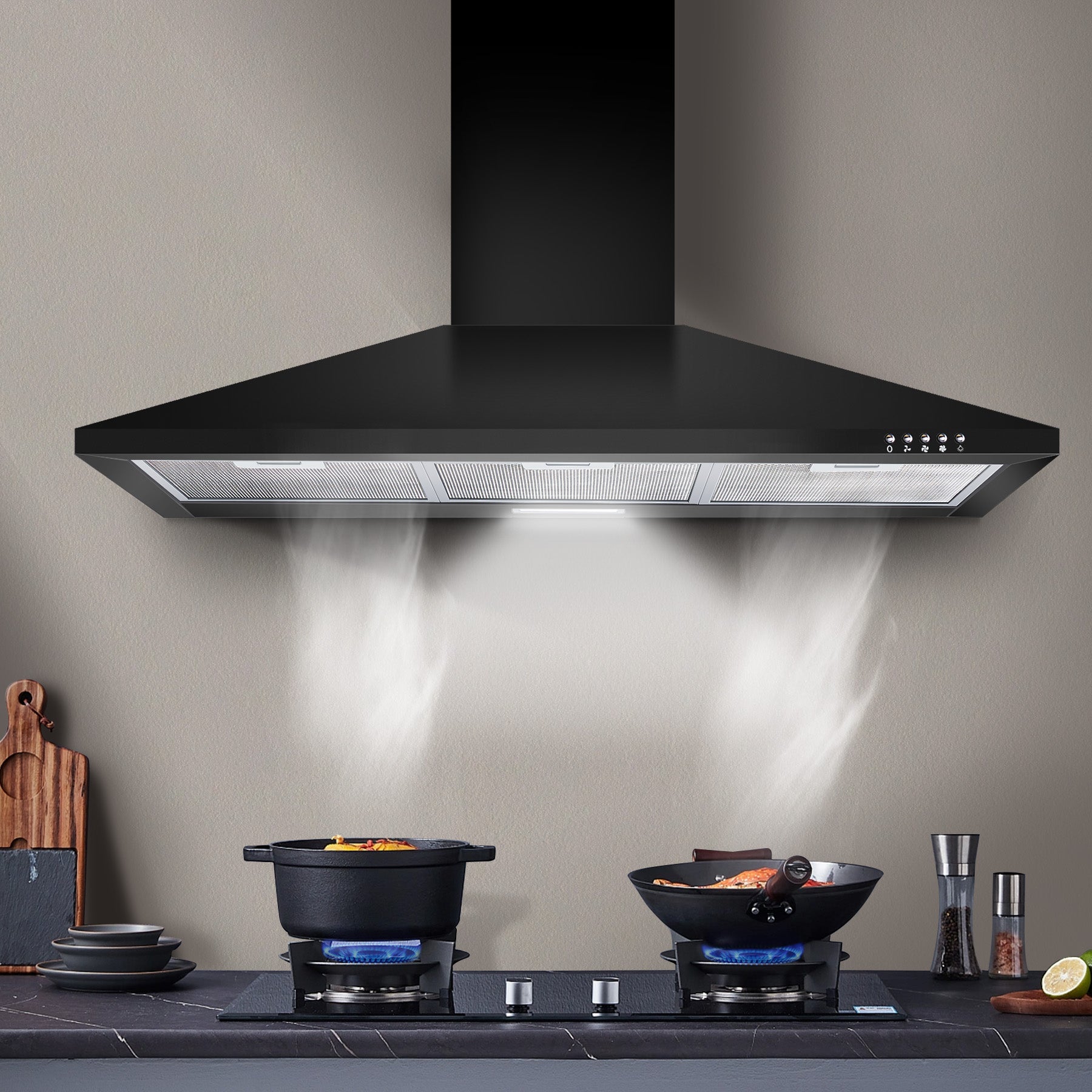 US1001G90BPA - 36 inch Wall Mount Range Hood,Black Vent Hood with 450CFM & 3-Speed