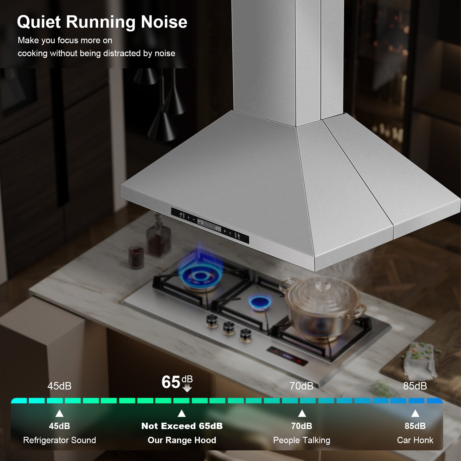 USGI1775B -30 Inch Island Range Hood, 700 CFM Vent Hood with Gesture/Touch Control