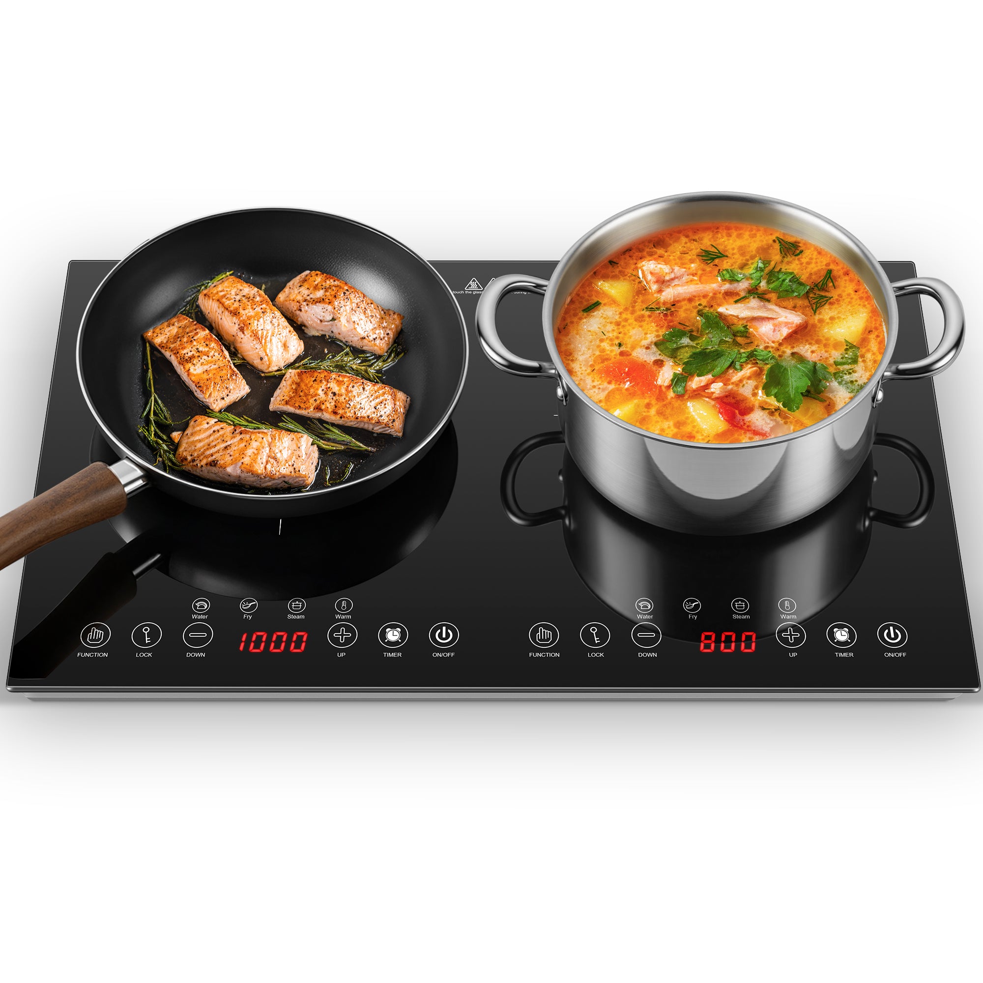 IHDIC16H181A - Portable Induction Cooktop 2 Burner - 1800W Double Induction Cooker with 8 Power Settings, 4 Pre-Set Modes, Ultra Thin Design, Sensor Touch Control, Child Safety Lock & Timer | Electric Cooktop