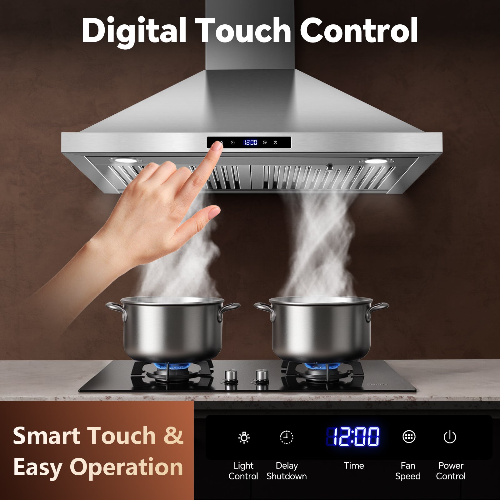 USGD1075 - 30 Inch - 700 CFM - Wall Mount Range Hood with Ducted/Ductless, Touch Control, Stainless Steel