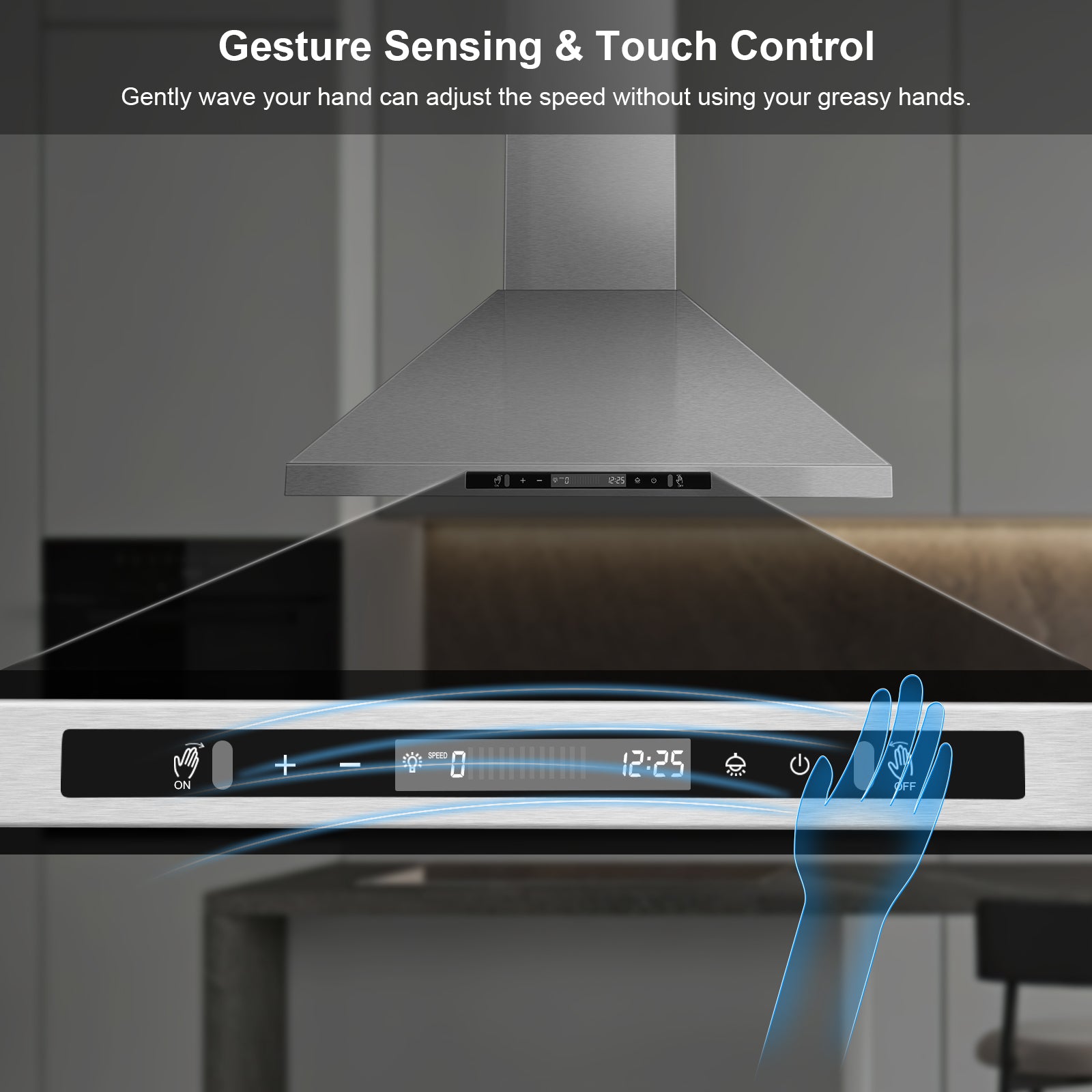 USGI1775B -30 Inch Island Range Hood, 700 CFM Vent Hood with Gesture/Touch Control