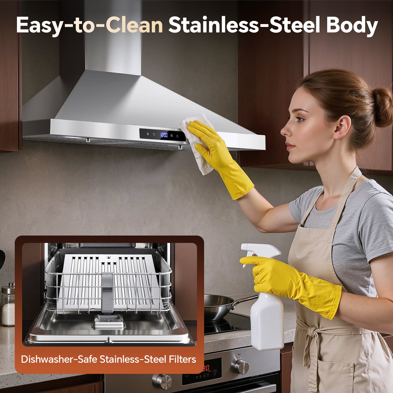 USGD1075 - 30 Inch - 700 CFM - Wall Mount Range Hood with Ducted/Ductless, Touch Control, Stainless Steel