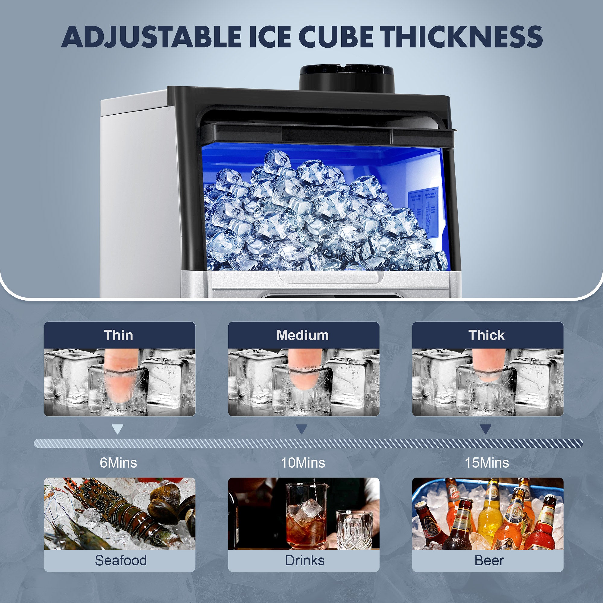 CIM30-S - 90LBS/24H Under Counter Ice Maker, 32 Cubes/Cycle with 25LBS Stainless Steel Freestanding Ice Machine