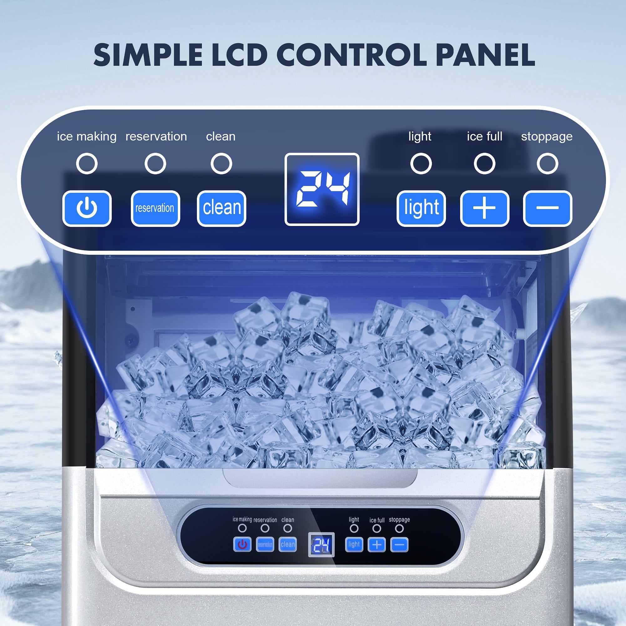 CIM30-S - 90LBS/24H Under Counter Ice Maker, 32 Cubes/Cycle with 25LBS Stainless Steel Freestanding Ice Machine
