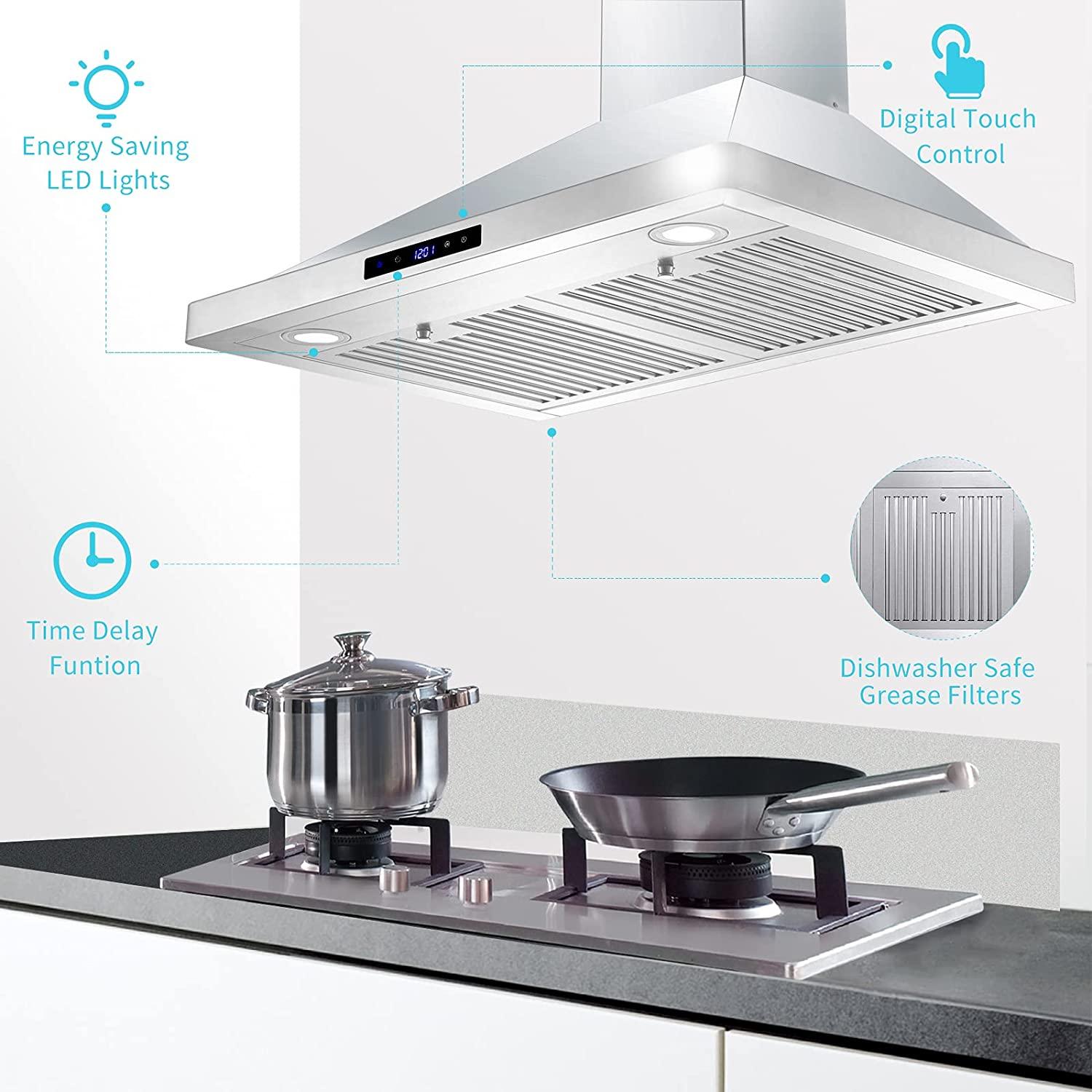 Tieasy 30 inch Wall Mount Range Hood 700 CFM Stainless Steel Kitchen Vent Hood - USGD 1075 - Tieasy