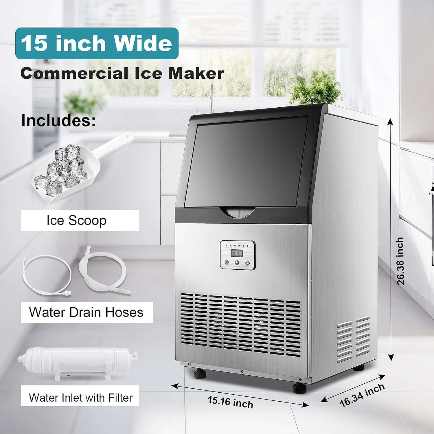 FM-CIM-320F – 100 lb/day Undercounter Ice Maker with 25 lb Storage