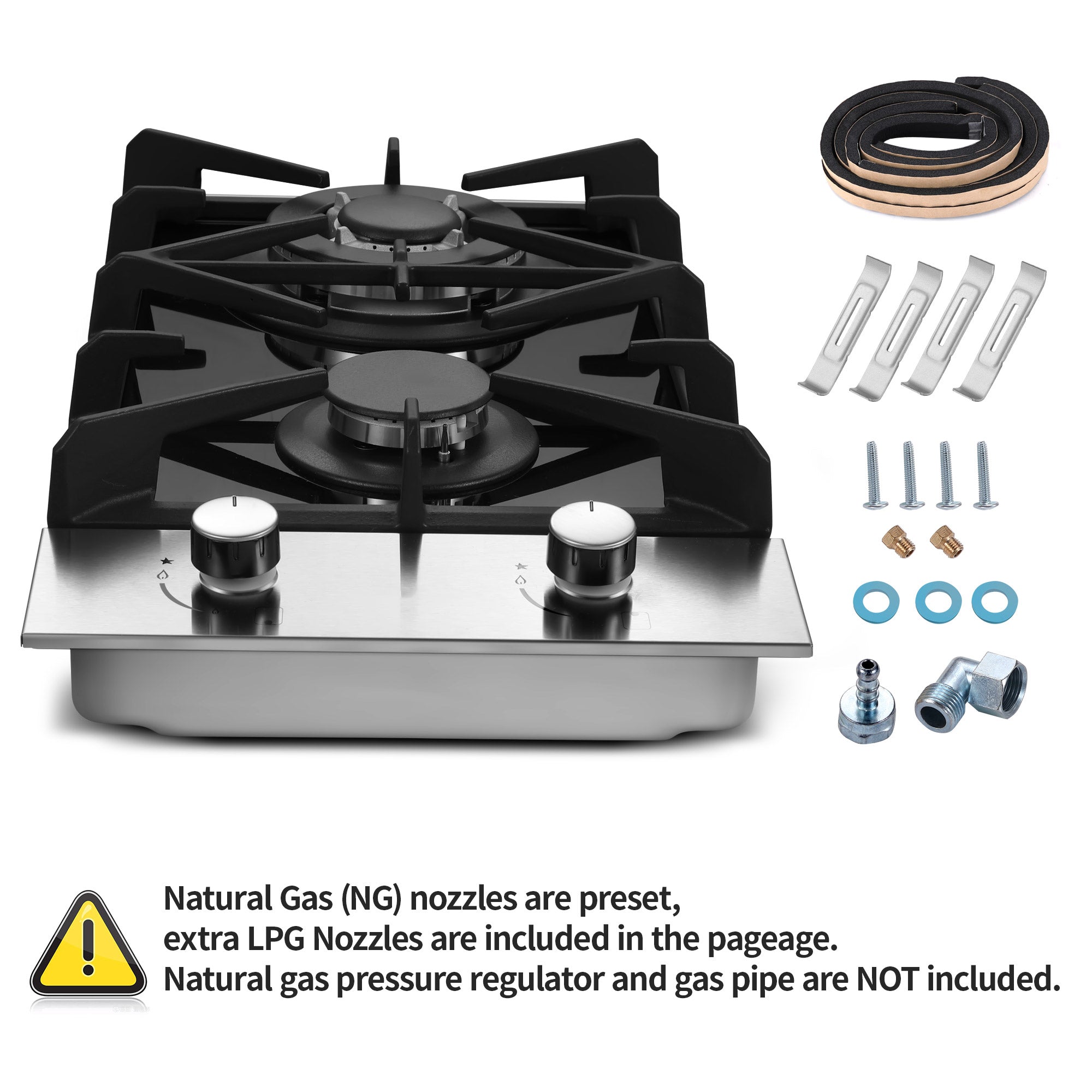 GC001-122G - 12 inch - 2 Burner Built-in Propane Gas Cooktop