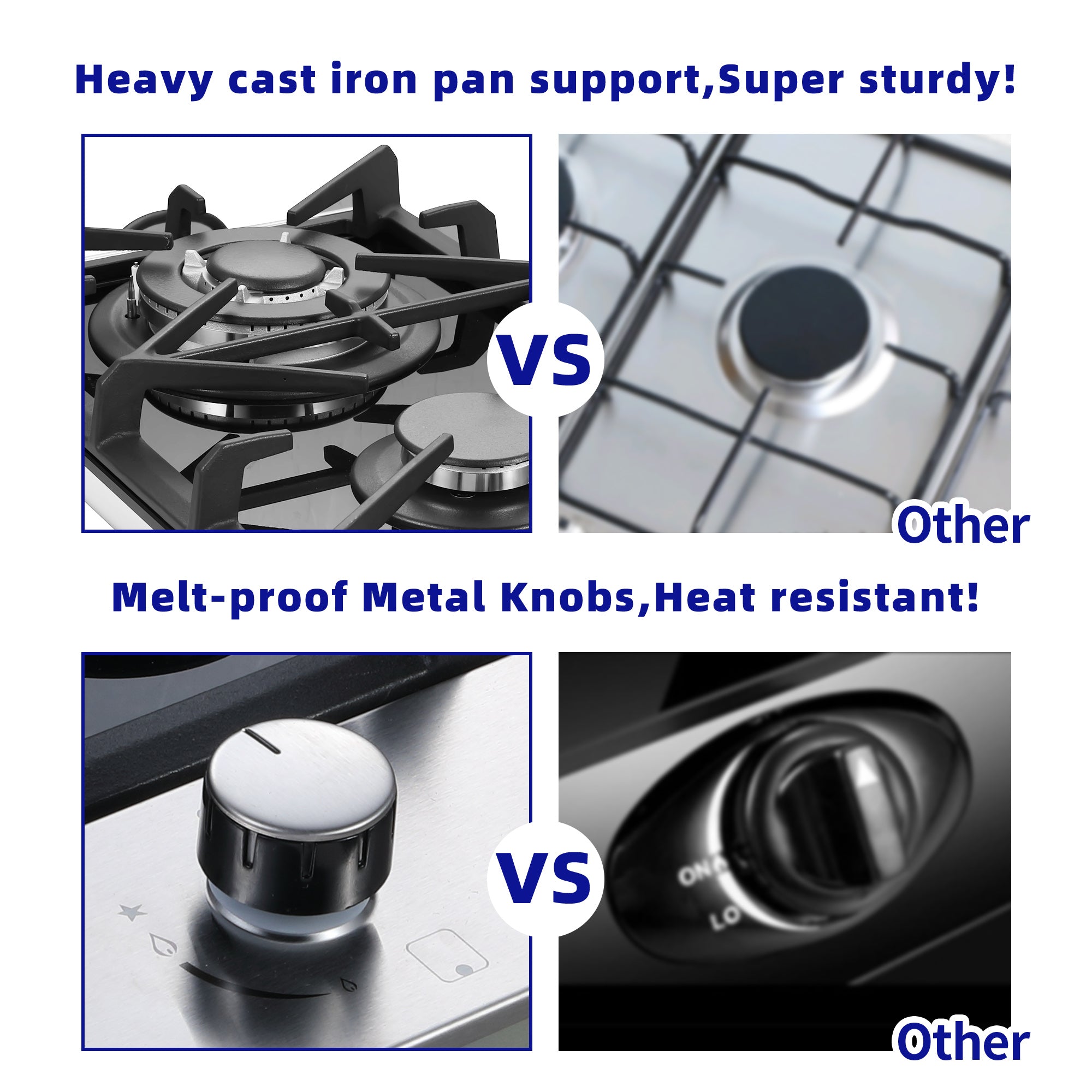 GC001-122G - 12 inch - 2 Burner Built-in Propane Gas Cooktop