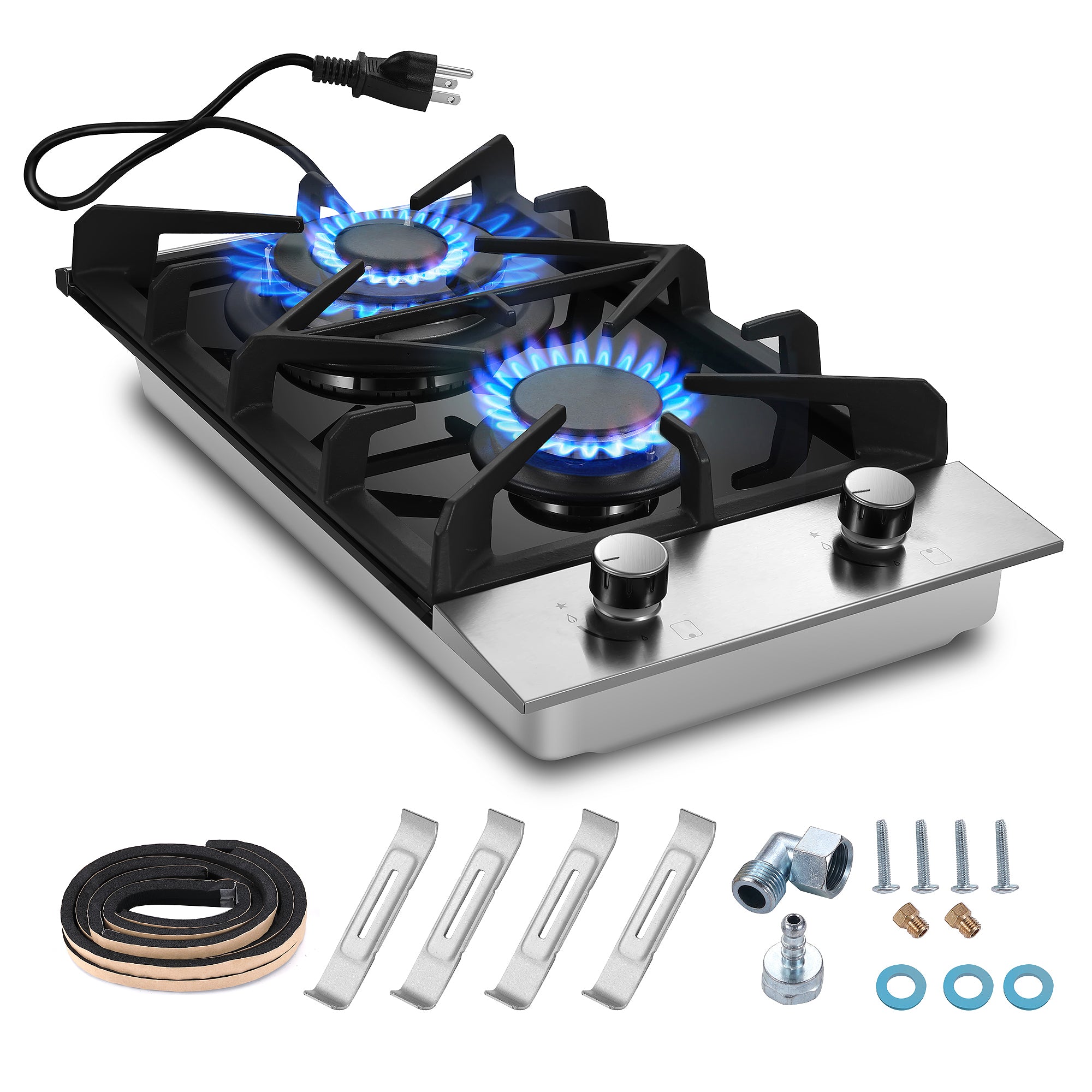 GC001-122G - 12 inch - 2 Burner Built-in Propane Gas Cooktop