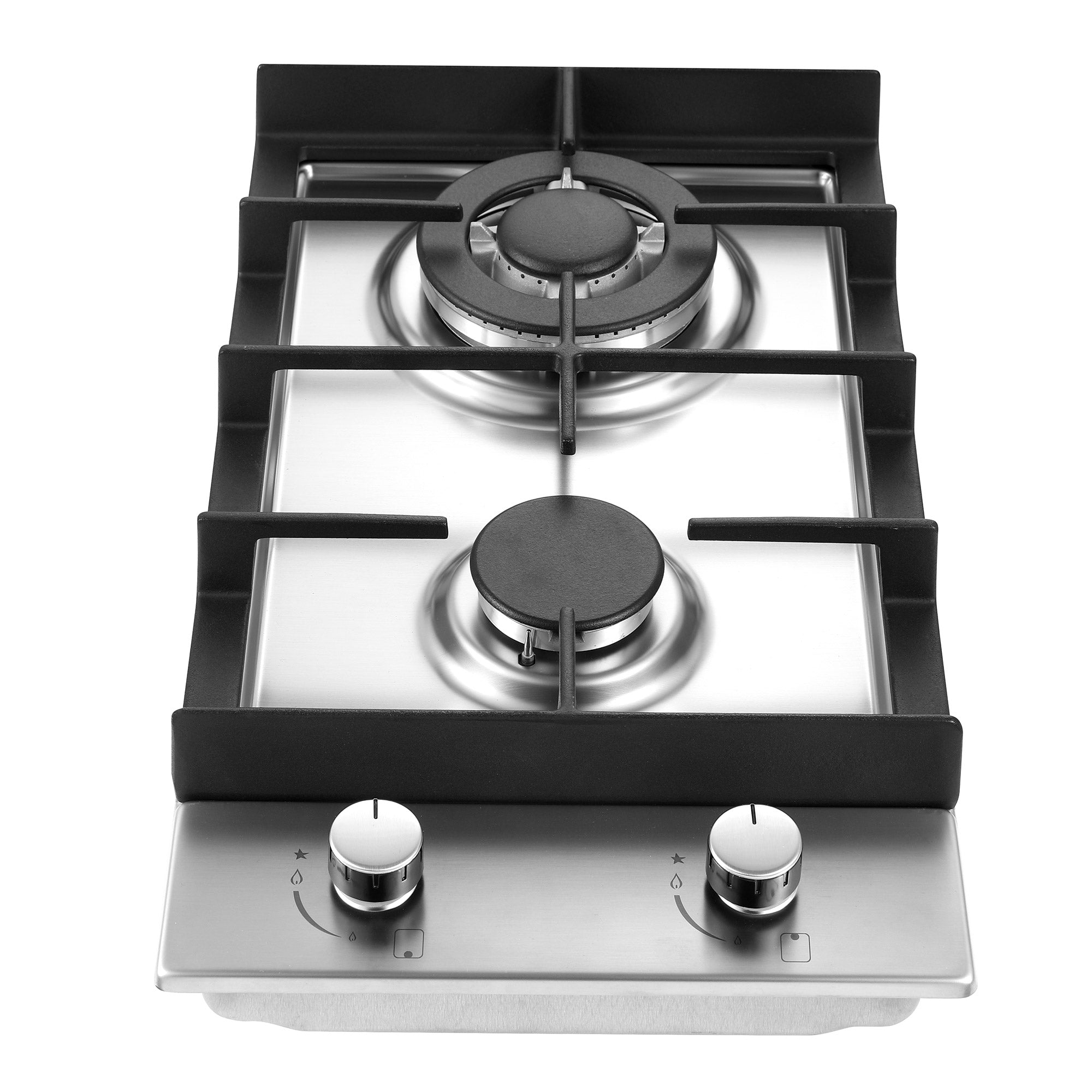 GC001-122S - 12 inch - 2 Burner Bulit-in Stainless Steel Gas Cooktop with Thermocouple Protection
