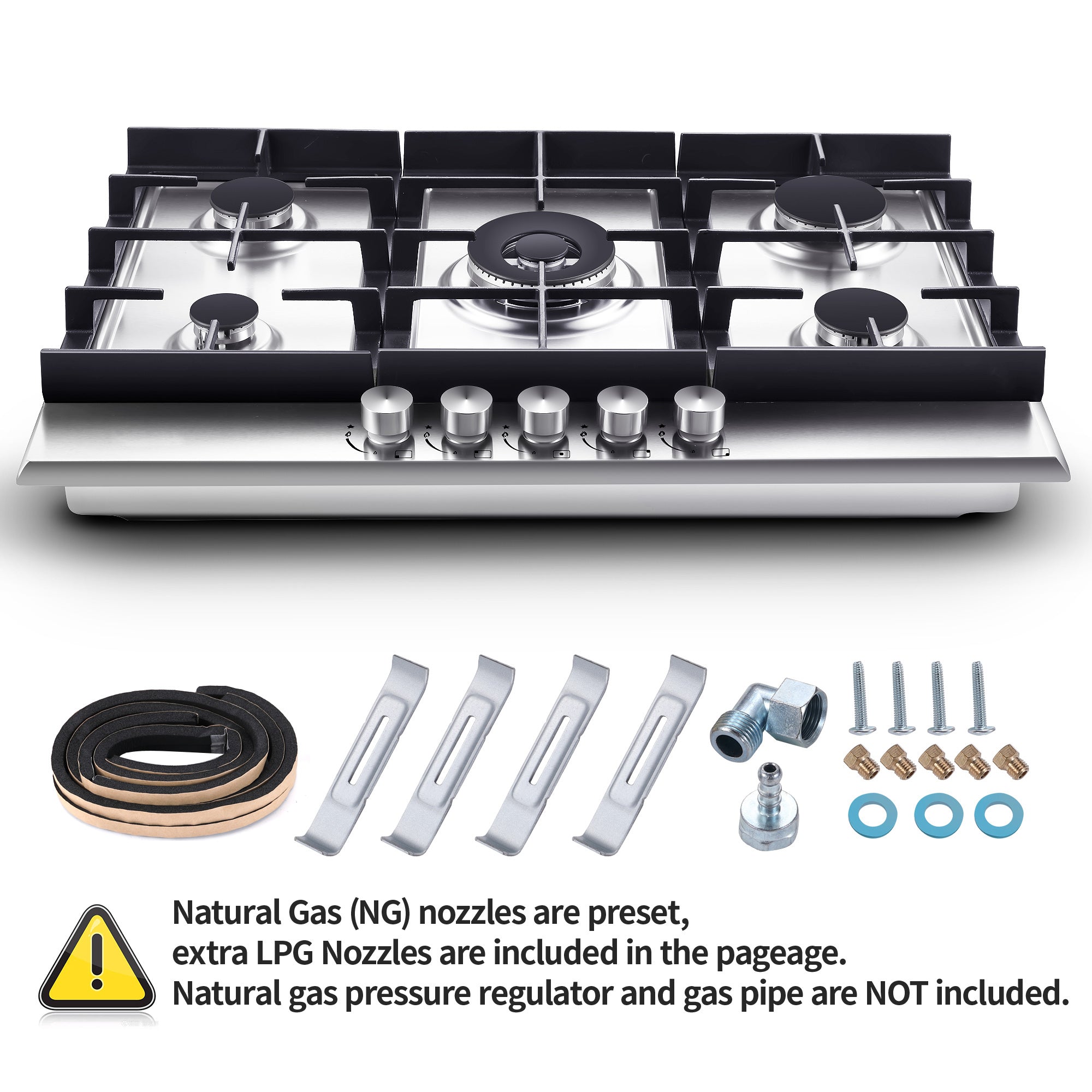 GC002-305S-J - 30 inch - 5 Burners Built-in Stainless Steel Gas Cooktop