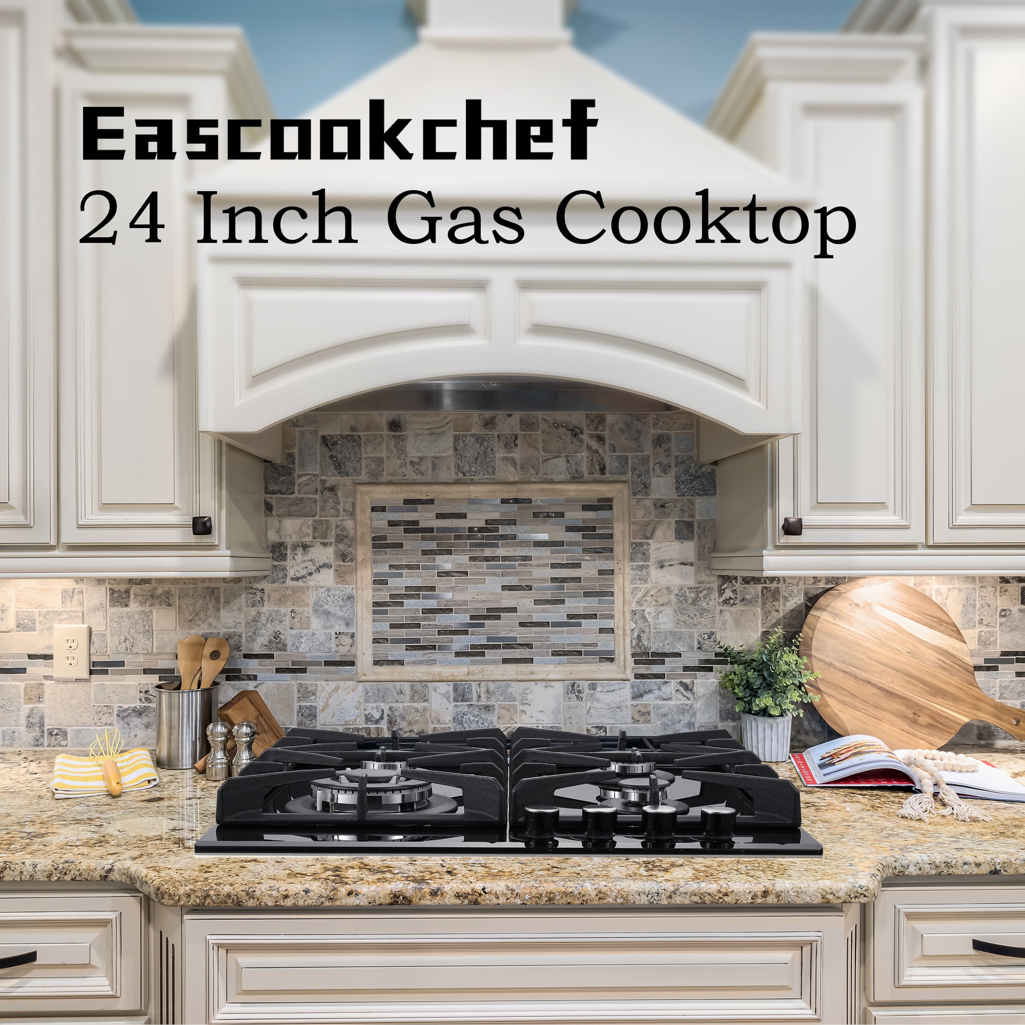 GC003-244G - 24 inch - 4 Burner Glass Gas Stove Top