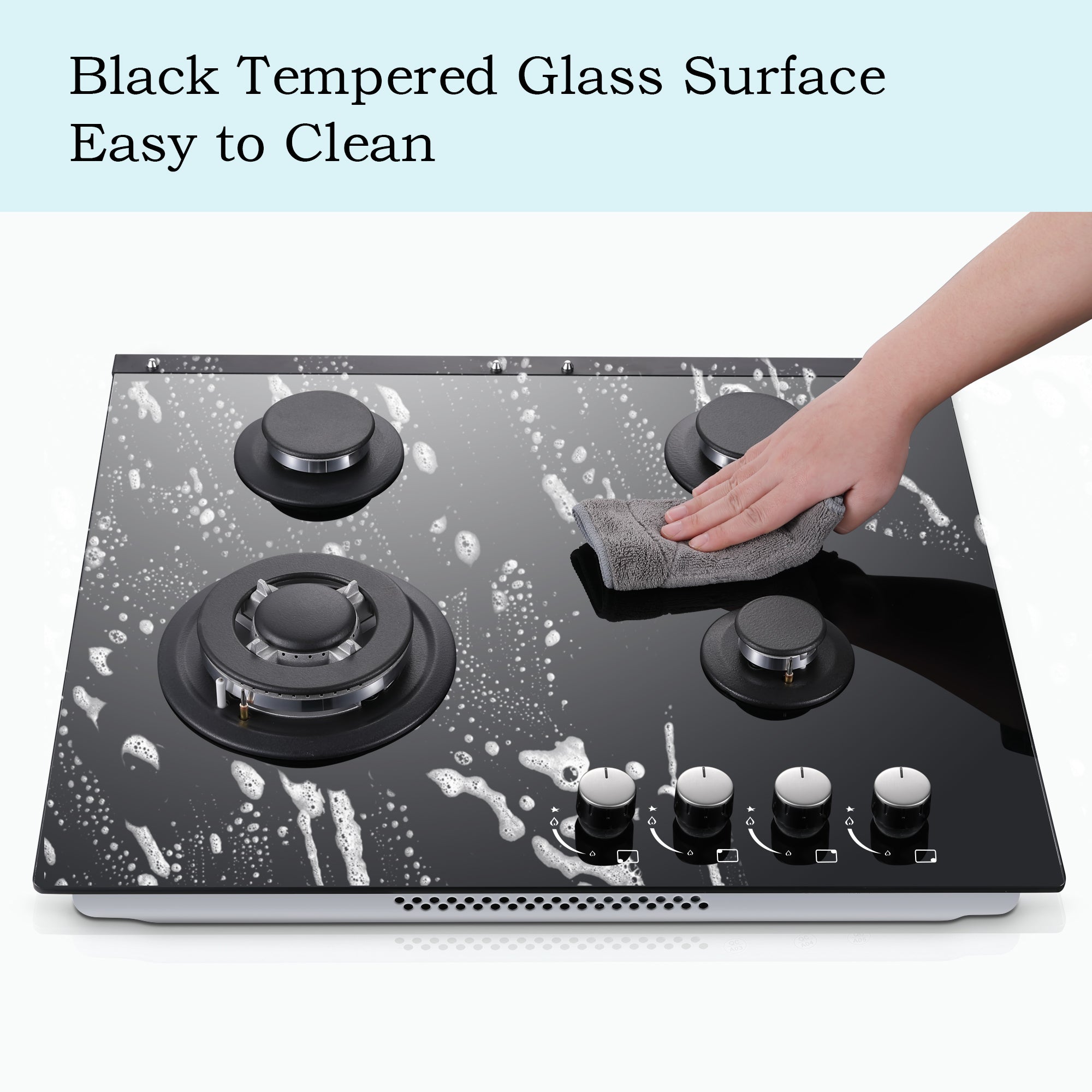 GC003-244G - 24 inch - 4 Burner Glass Gas Stove Top