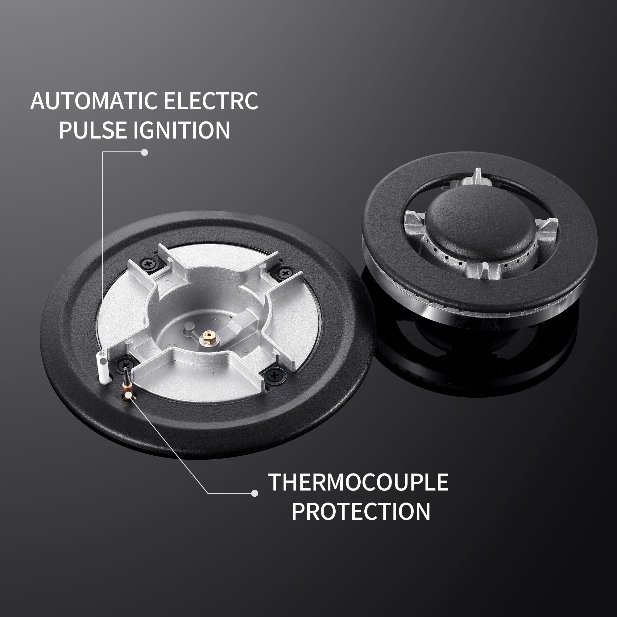GC003-244G - 24 inch - 4 Burner Glass Gas Stove Top
