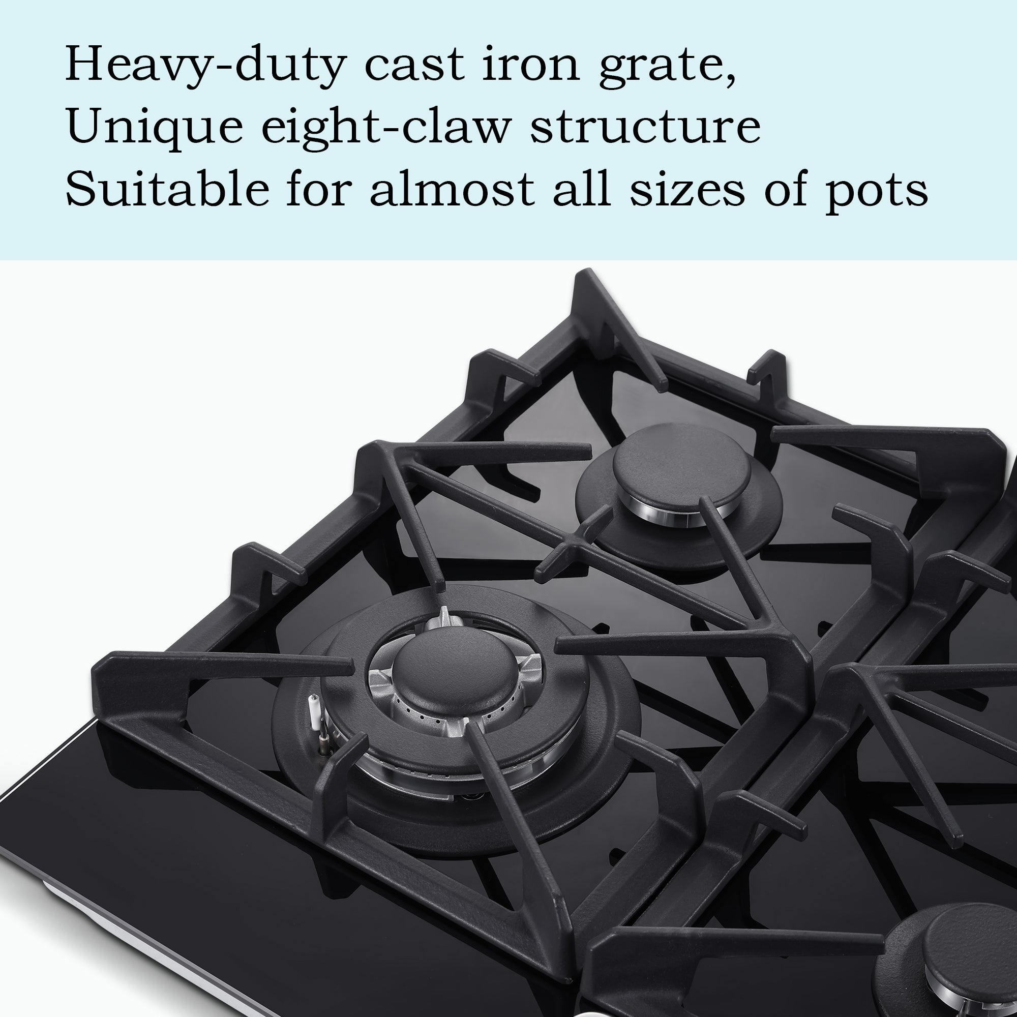 GC003-244G - 24 inch - 4 Burner Glass Gas Stove Top