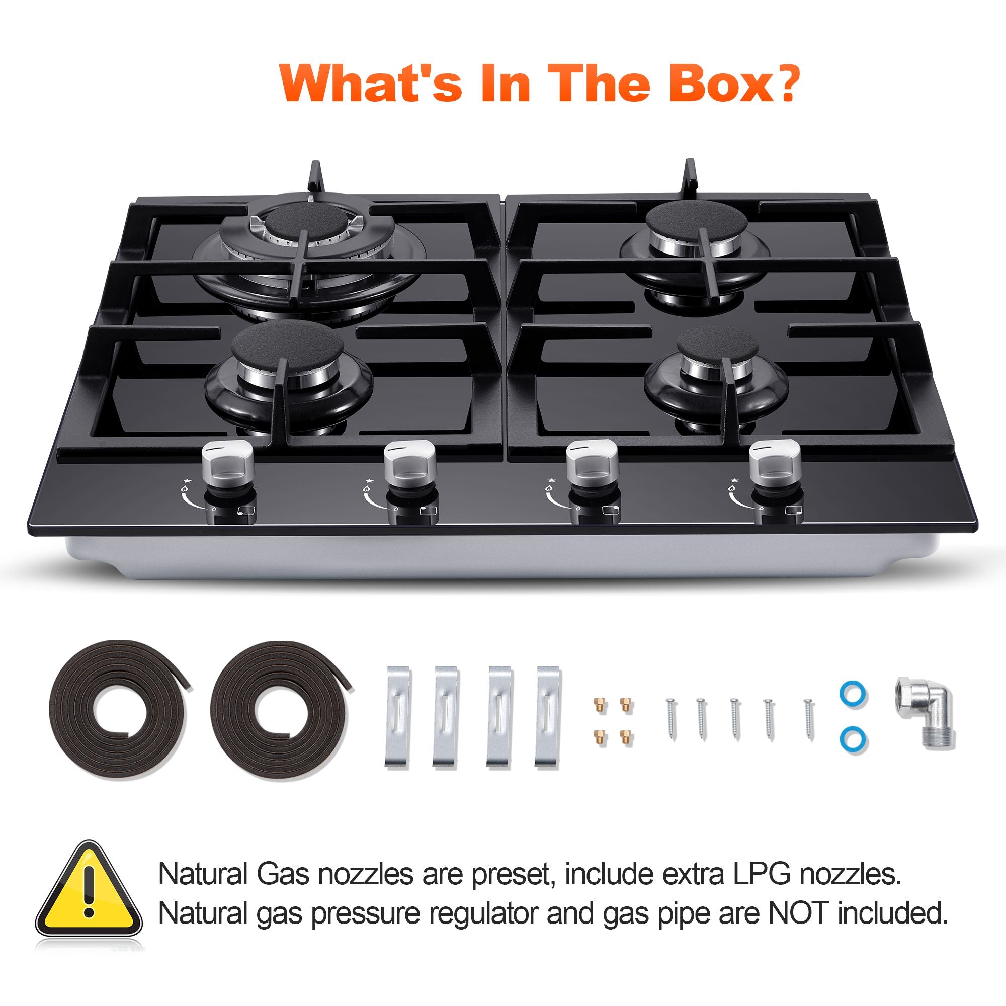 GH003-244G - 24 Inch - 4 Burner Built-in Glass Gas Stove Top