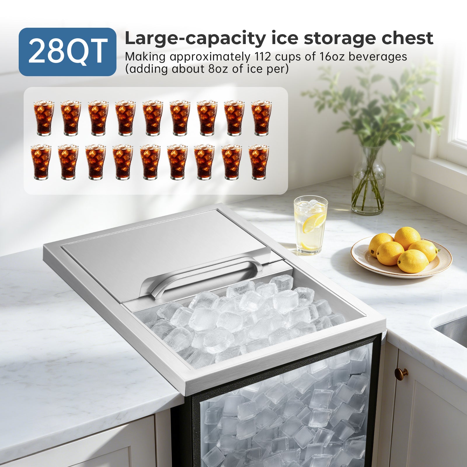 ICAZLBS8A - 28QT Stainless Steel Ice Chest with 24H Ice Retention