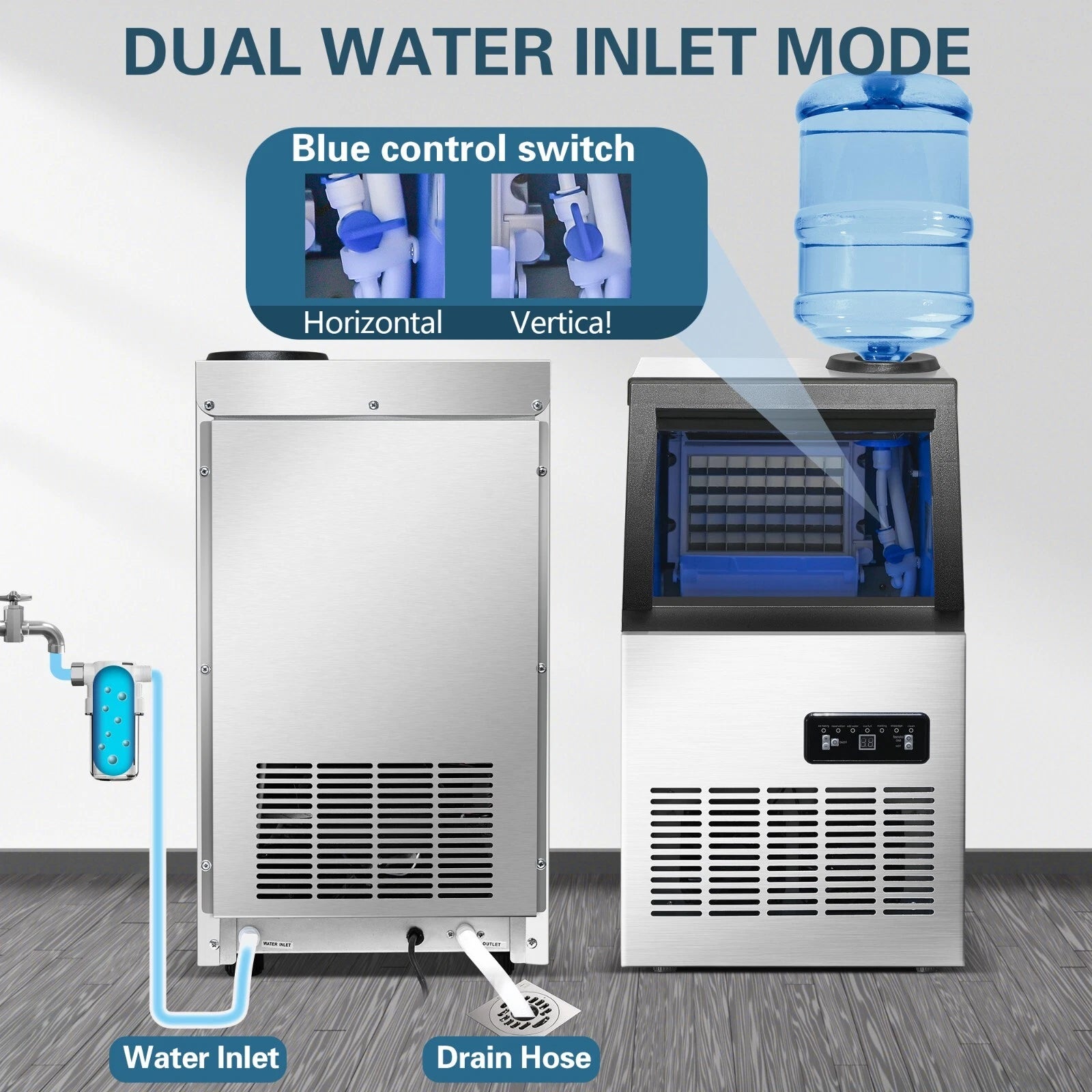 ICBZS40SS01A - 120lbs/24H Commercial Ice Maker Machine, 40 Cubes/Cycle with 33LBS Storage for Home