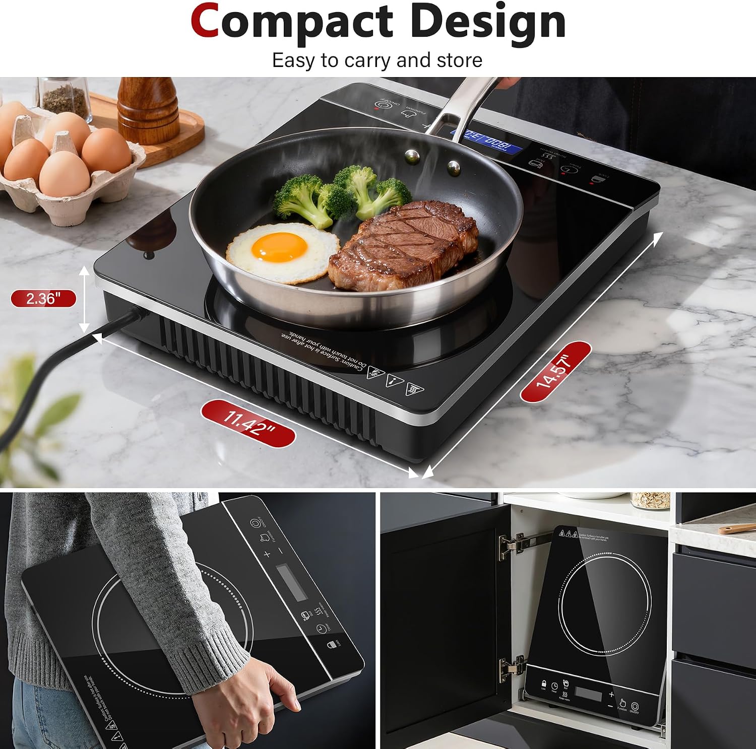 IHA23T12C – 1800W Portable Single-Burner Induction Cooktop