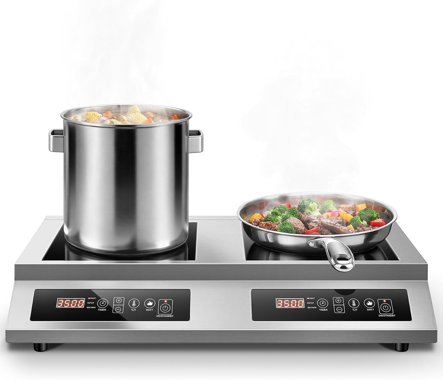 IHACX0302 – 7000W Commercial Double-Burner Induction Cooktop