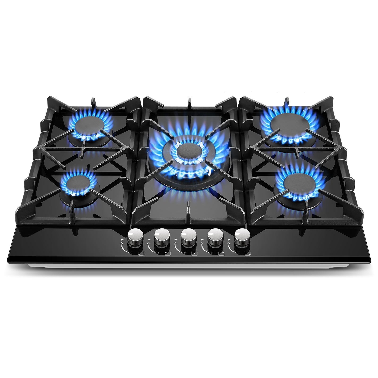PG001-305G - 30 inch - 5 Burners Built-in Gas Cooktop Black Tempered Glass