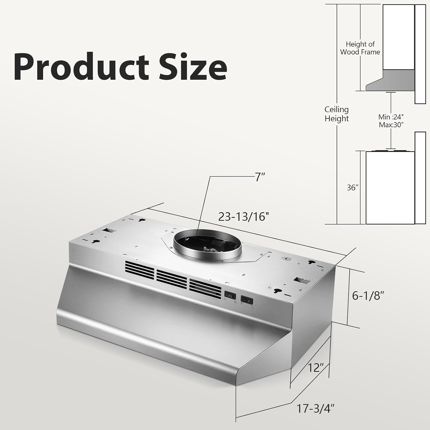RHA30GDQ1 – 30-Inch 400 CFM Rocker-Switch Under-Cabinet Range Hood