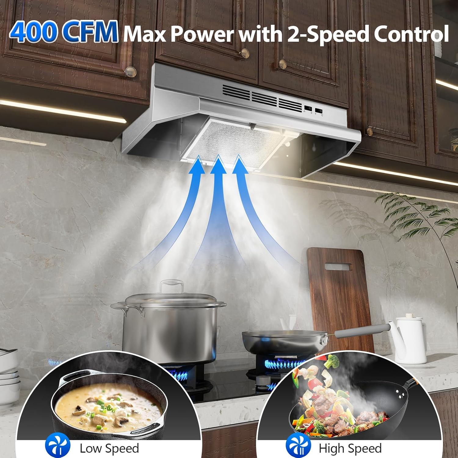 RHA30GDQ1 – 30-Inch 400 CFM Rocker-Switch Under-Cabinet Range Hood