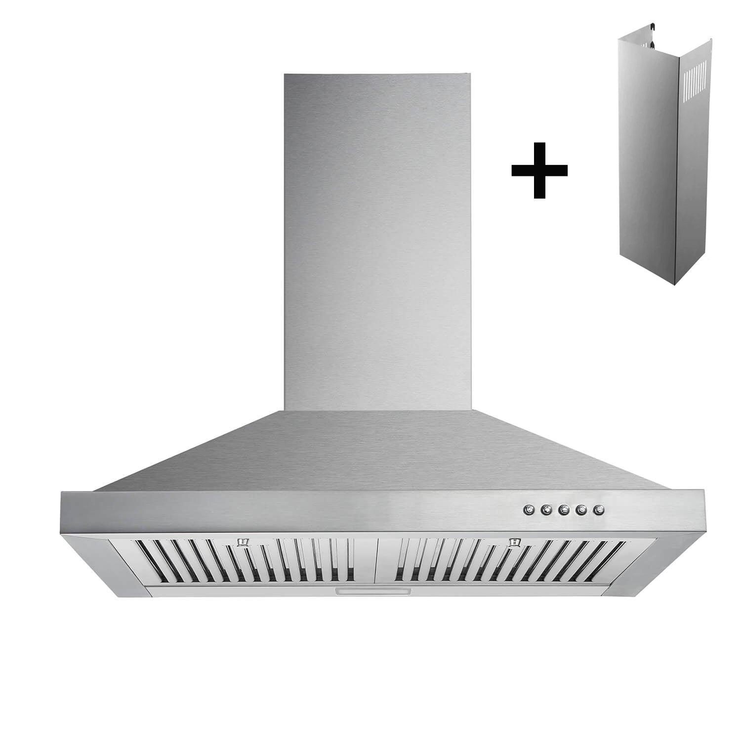 【Refurbished】Tieasy 30 inch Wall Mount Range Hood 450 CFM Stainless Steel 3 Speed Exhaust Fan - USGD 1775B