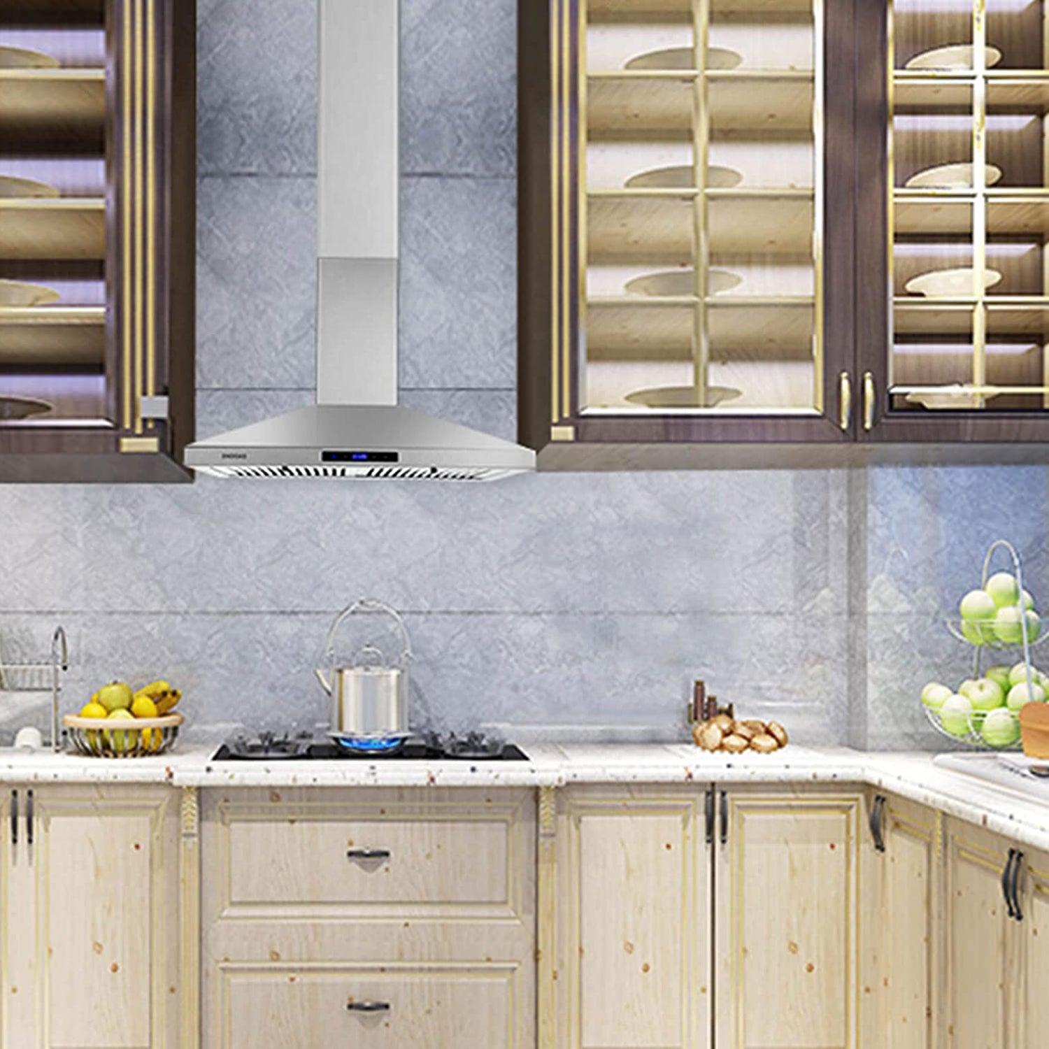 Stainless Steel Chimney Extension for Tieasy Range Hood GD17 and GD24 Series, 31.5 inch, Wall-Mounted style (Silver)