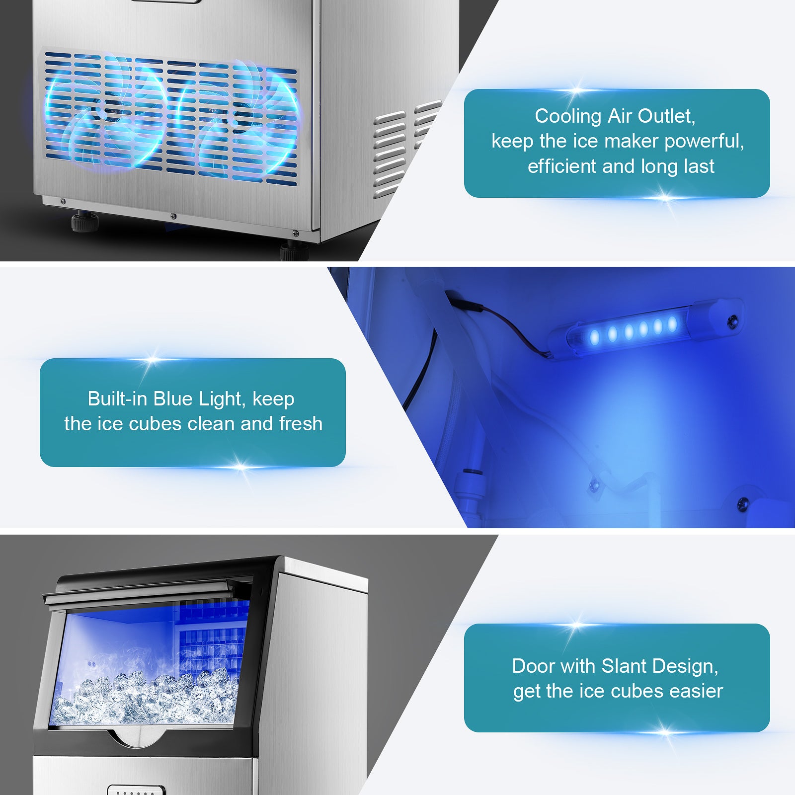Tieasy 100lbs Ice Built-inFreestand Commercial Ice Maker CIM-320F