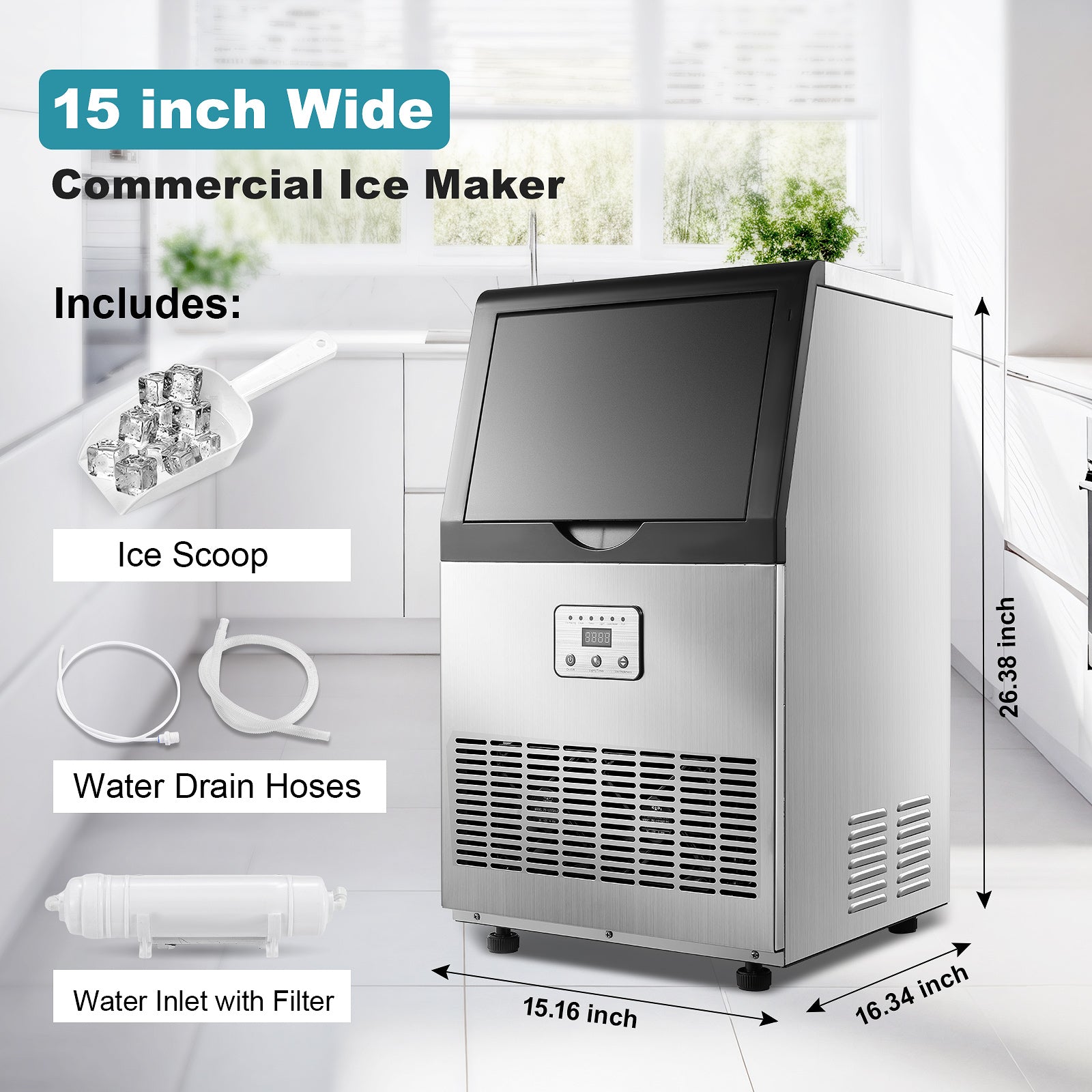 Tieasy 100lbs Ice Built-inFreestand Commercial Ice Maker CIM-320F