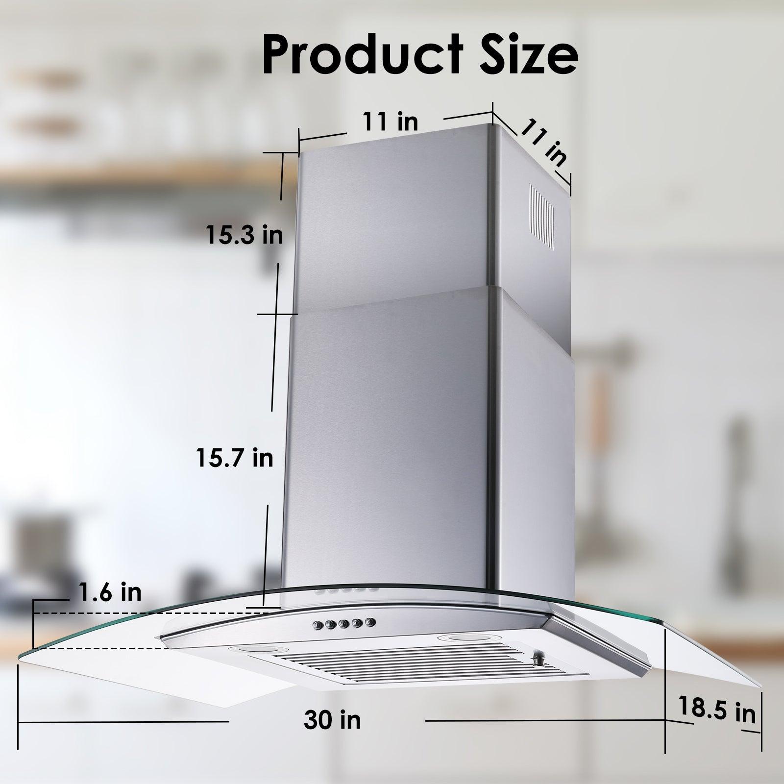 Tieasy 30 Inch Wall Mount 450 CFM Glass Range Hood