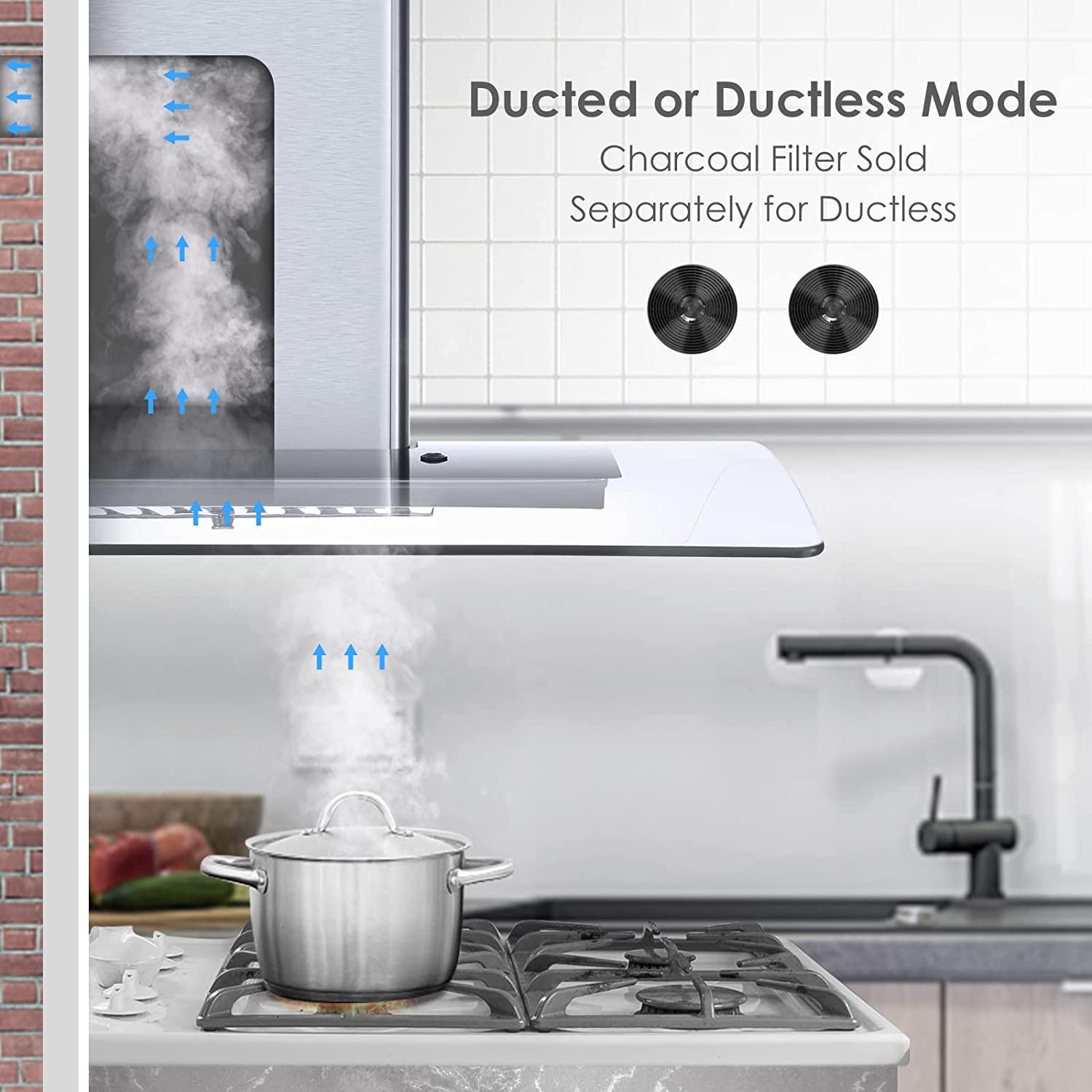 Tieasy 30 Inch Wall Mount Kitchen Hood with DuctedDuctless Convertible Duct - 3375A