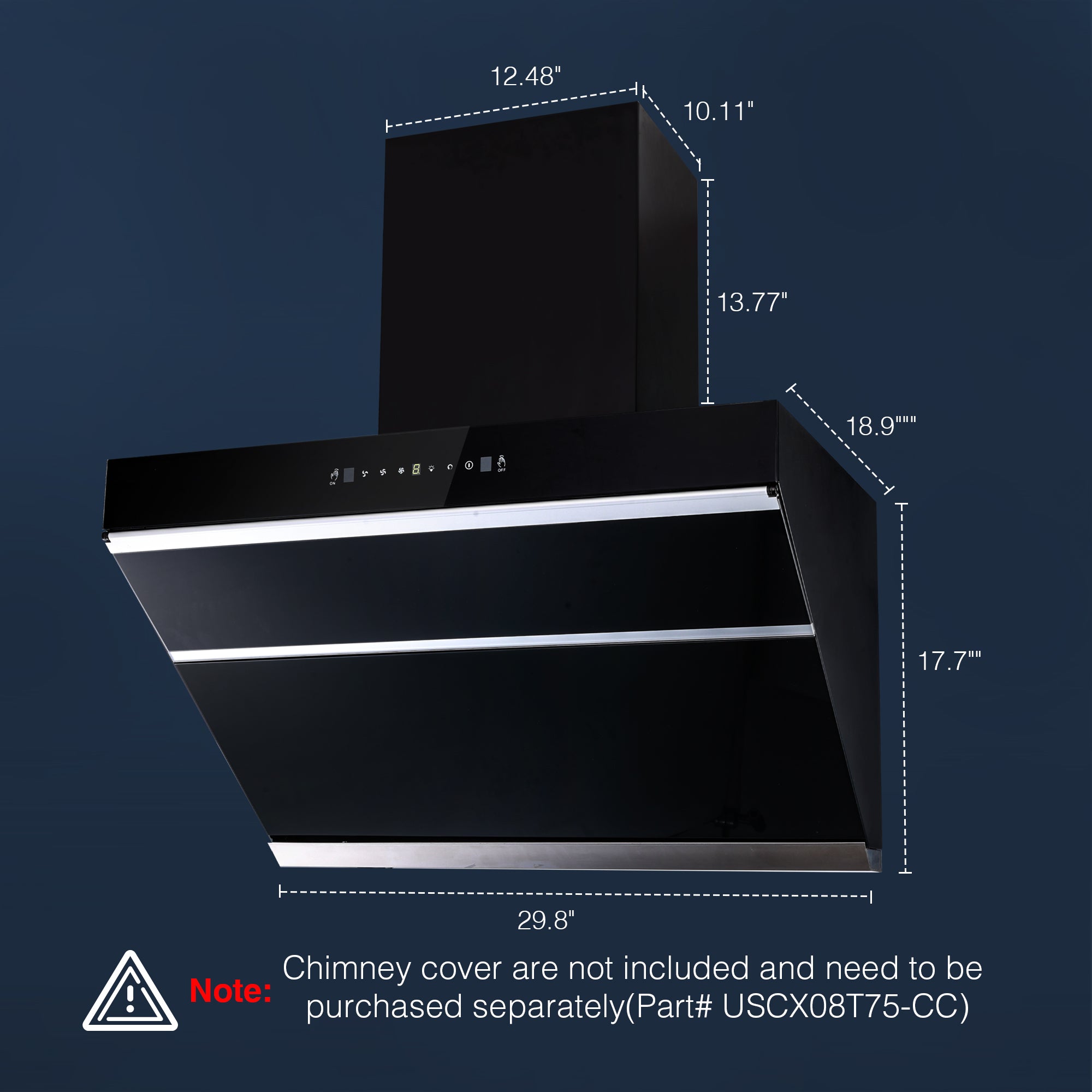 Tieasy 30 inch 900 CFM Wall Mount Or Under Cabinet Range Hood with Heating Auto-cleaning Function - USCX08T75