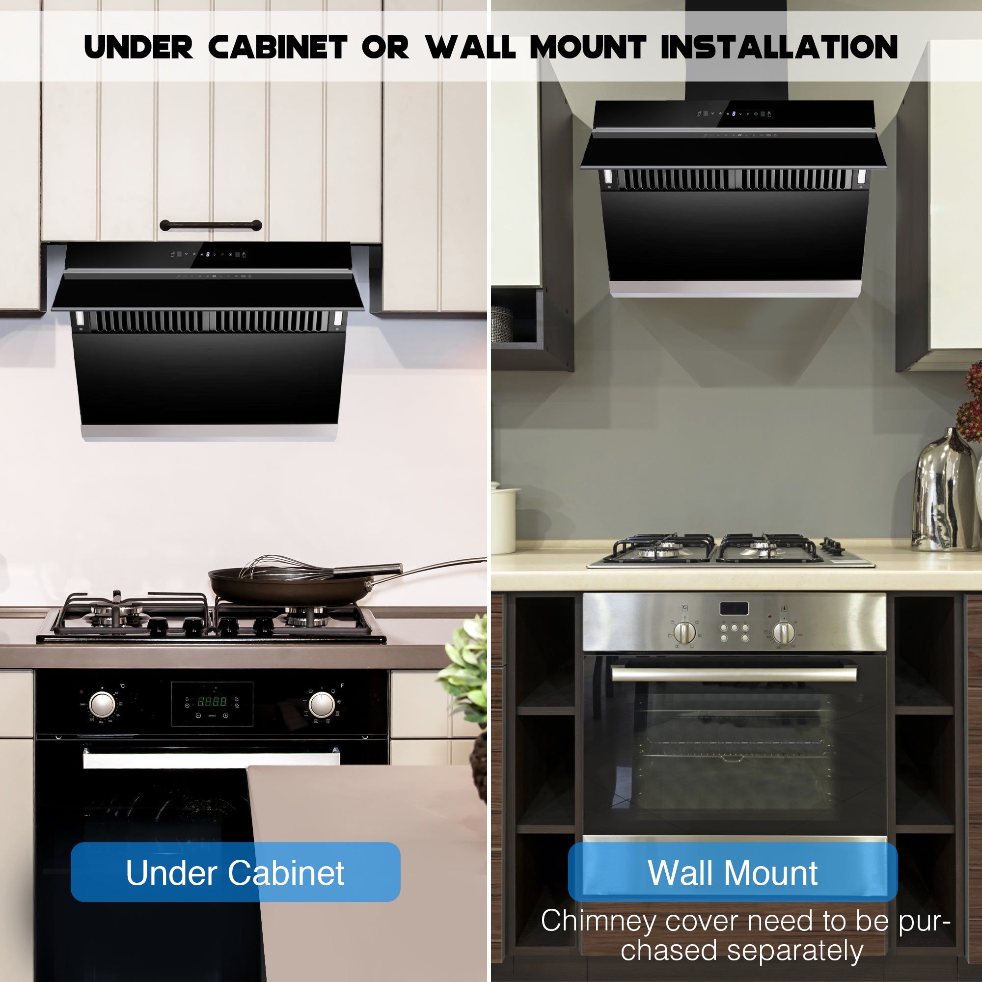 Tieasy 30 inch 900 CFM Wall Mount Or Under Cabinet Range Hood with Heating Auto-cleaning Function - USCX08T75