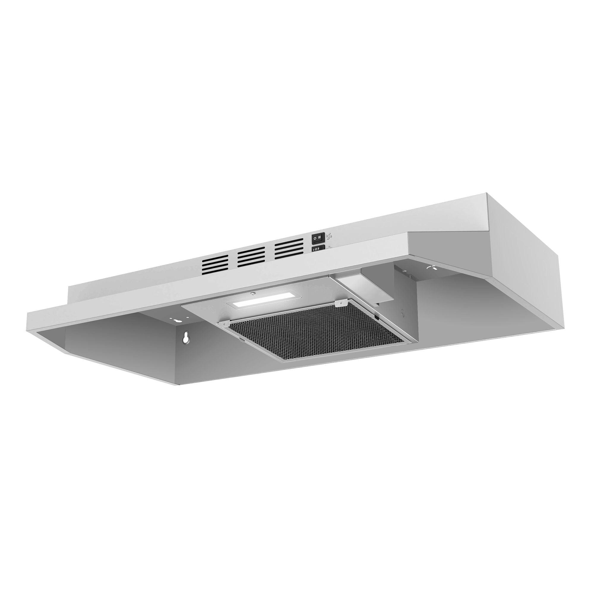 Tieasy 30 inch Under Cabinet Range Hood, Ducted/Ductless Convertible Kitchen Hood - GF3976WH/BK