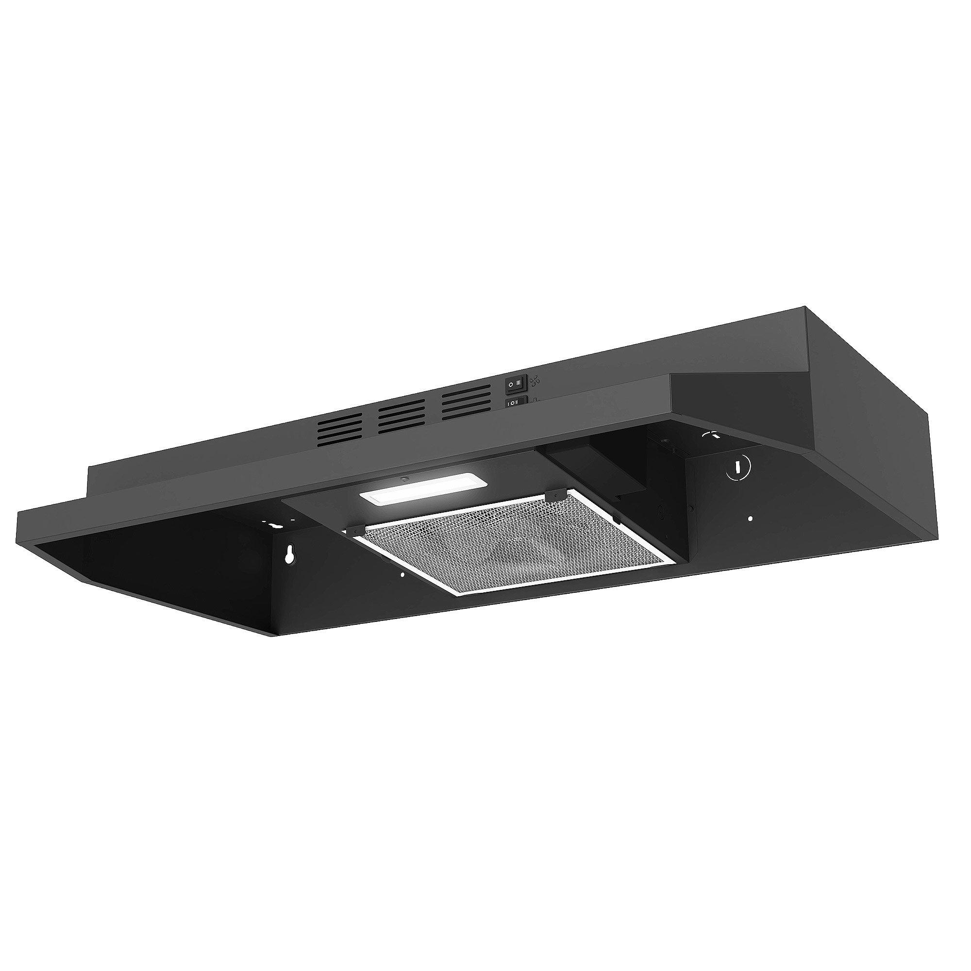 Tieasy 30 inch Under Cabinet Range Hood, Ducted/Ductless Convertible Kitchen Hood - GF3976WH/BK