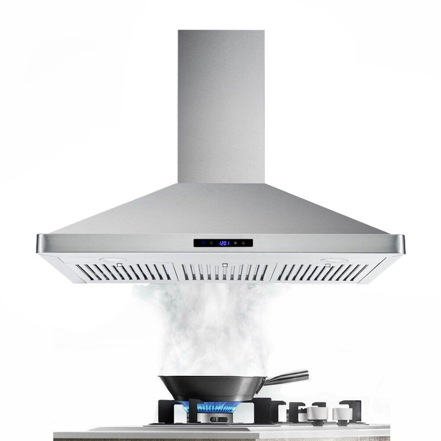 Tieasy 36in Wall Mount Hood Stainless Steel Kitchen Stove Vent 700CFM 3-Speed Fan - 1090