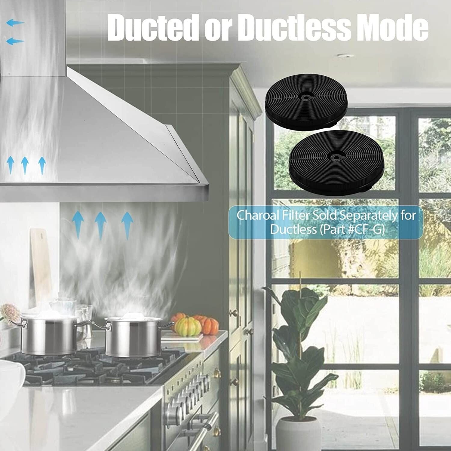 Tieasy 36in Wall Mount Hood Stainless Steel Kitchen Stove Vent 700CFM 3-Speed Fan - 1090