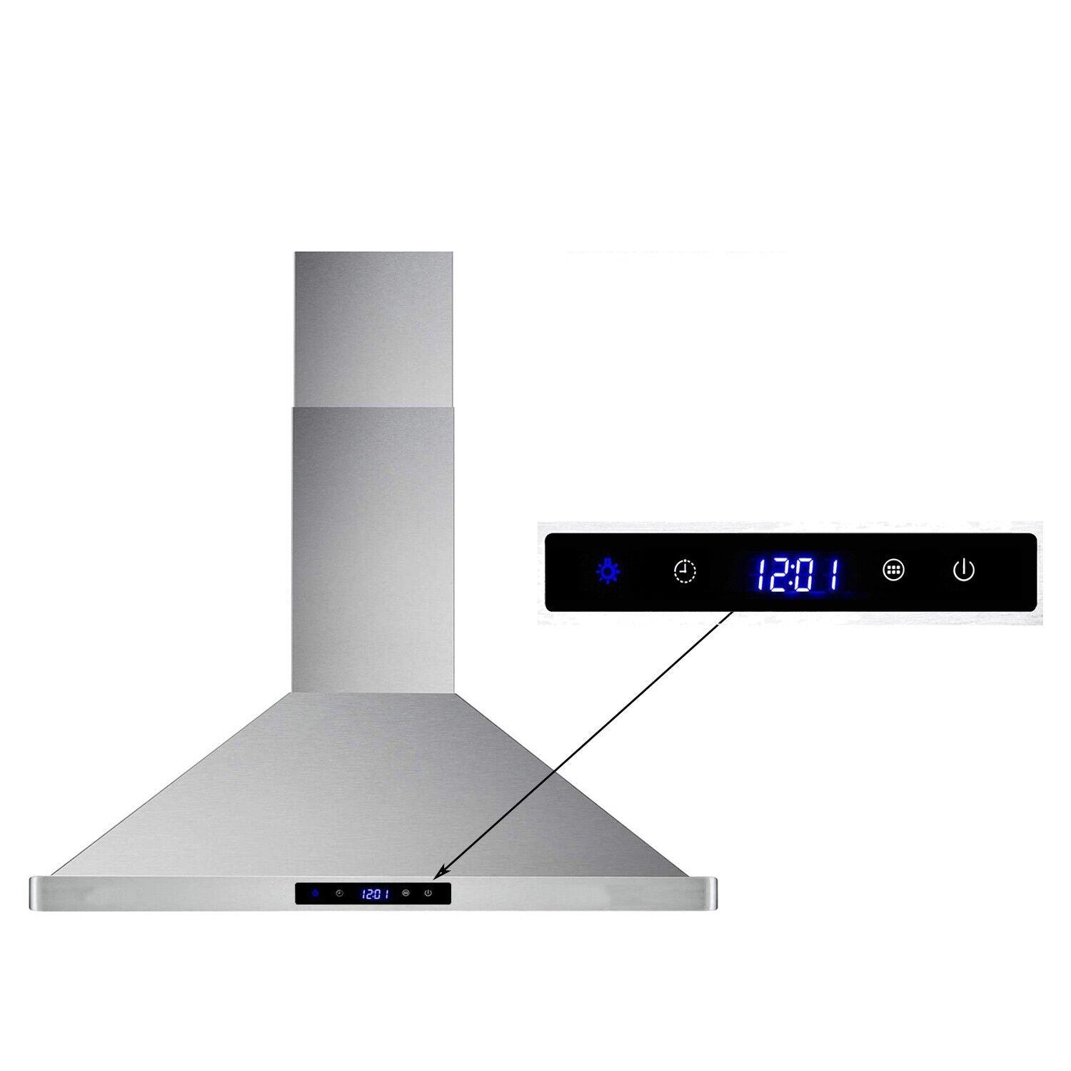 Tieasy 36in Wall Mount Hood Stainless Steel Kitchen Stove Vent 700CFM 3-Speed Fan - 1090