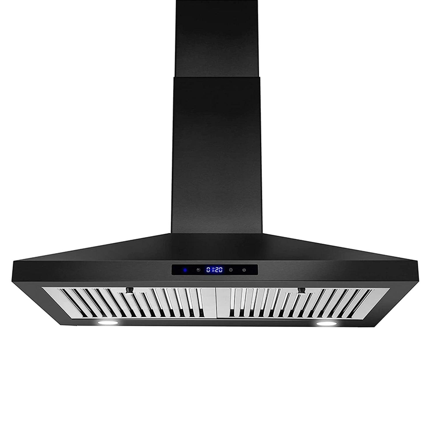 Tieasy Black Range Hood 30 inch Wall Mount Range Hood 450 CFM Vent Hood Touch Control