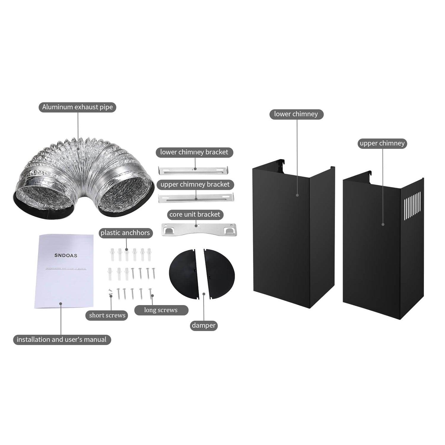 Tieasy Black Range Hood 30 inch Wall Mount Range Hood 450 CFM Vent Hood Touch Control